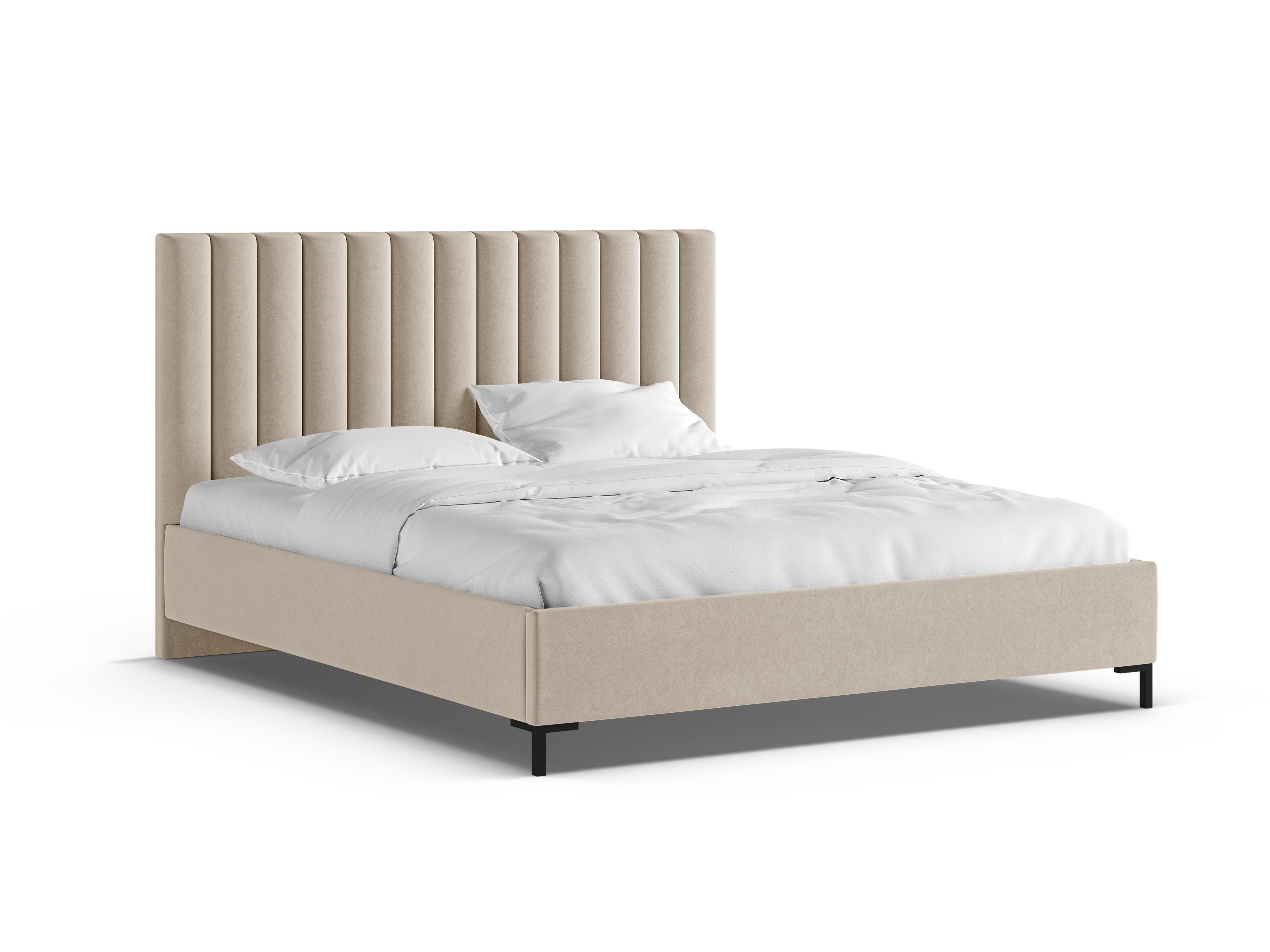 Micadoni Polsterbett Allison Samt Bluvel Dunkelbeige