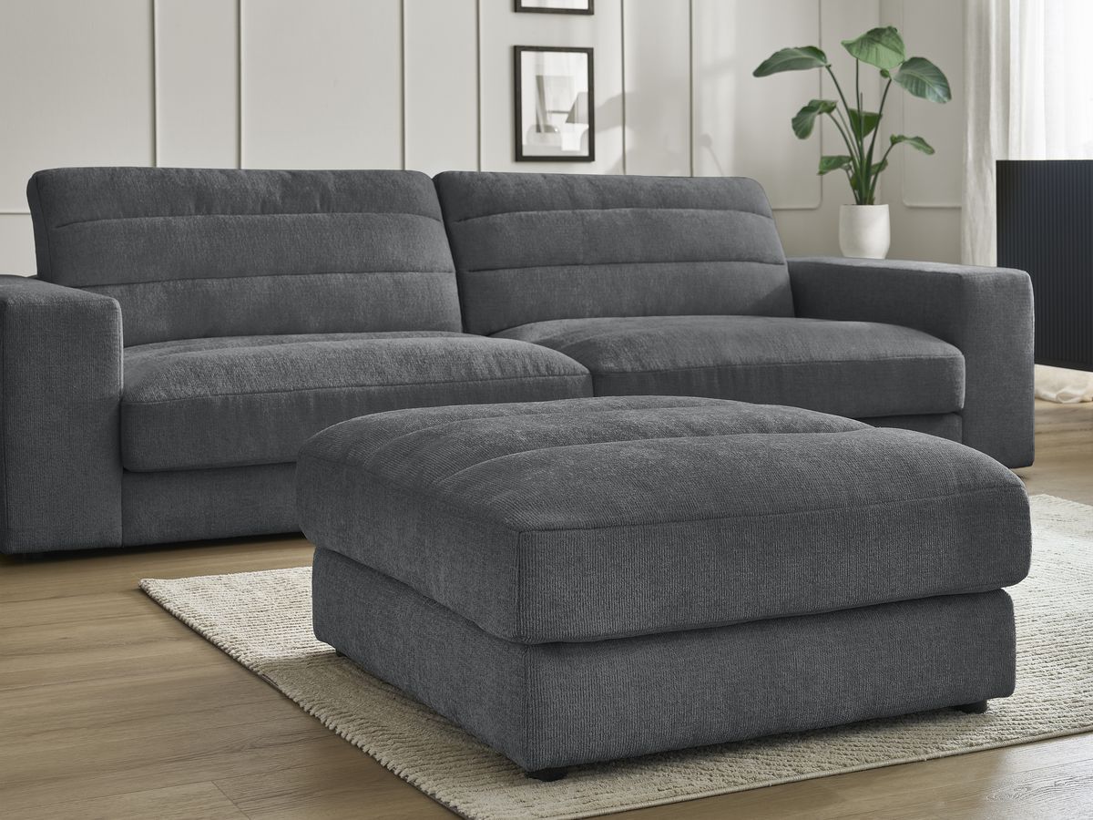 Bobochic Sierra Sofa 4-Sitzer mit Pouf Strukturstoff Dunkelgrau