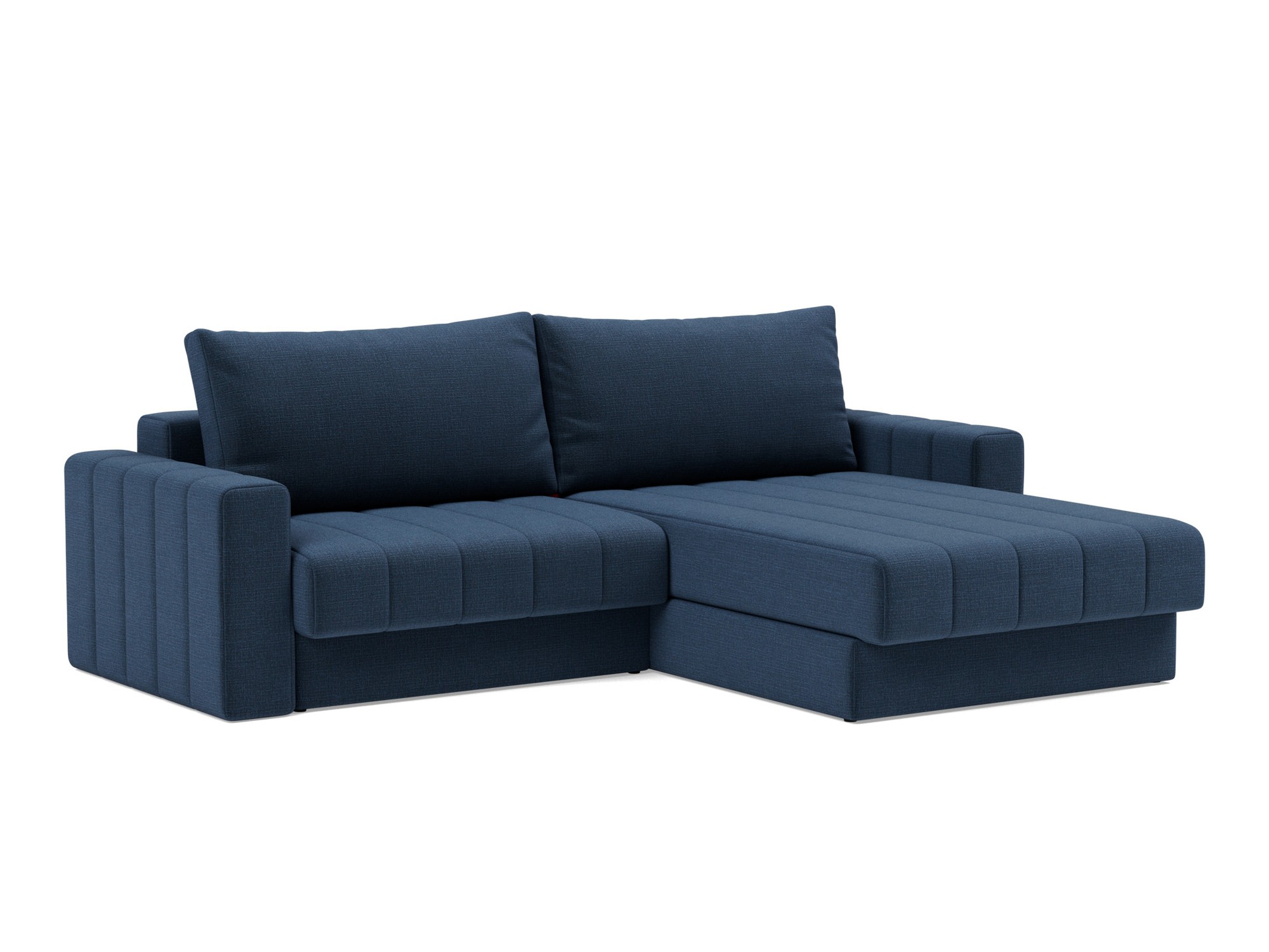 Schlafsofa Akello mit Chaiselongue und Armlehnen Chenille Esina 414-Indigo-Blue