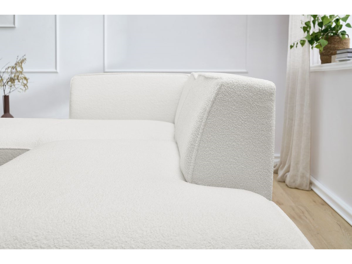 Bobochic Megeve Ecksofa Bouclé-Stoff Weiß Ecke links