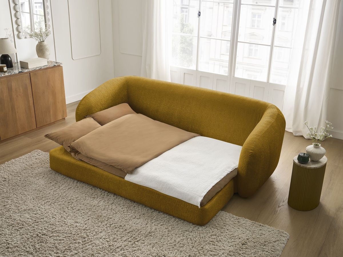 Bobochic Neyo Schlafsofa 3-Sitzer Strukturstoff Gelb
