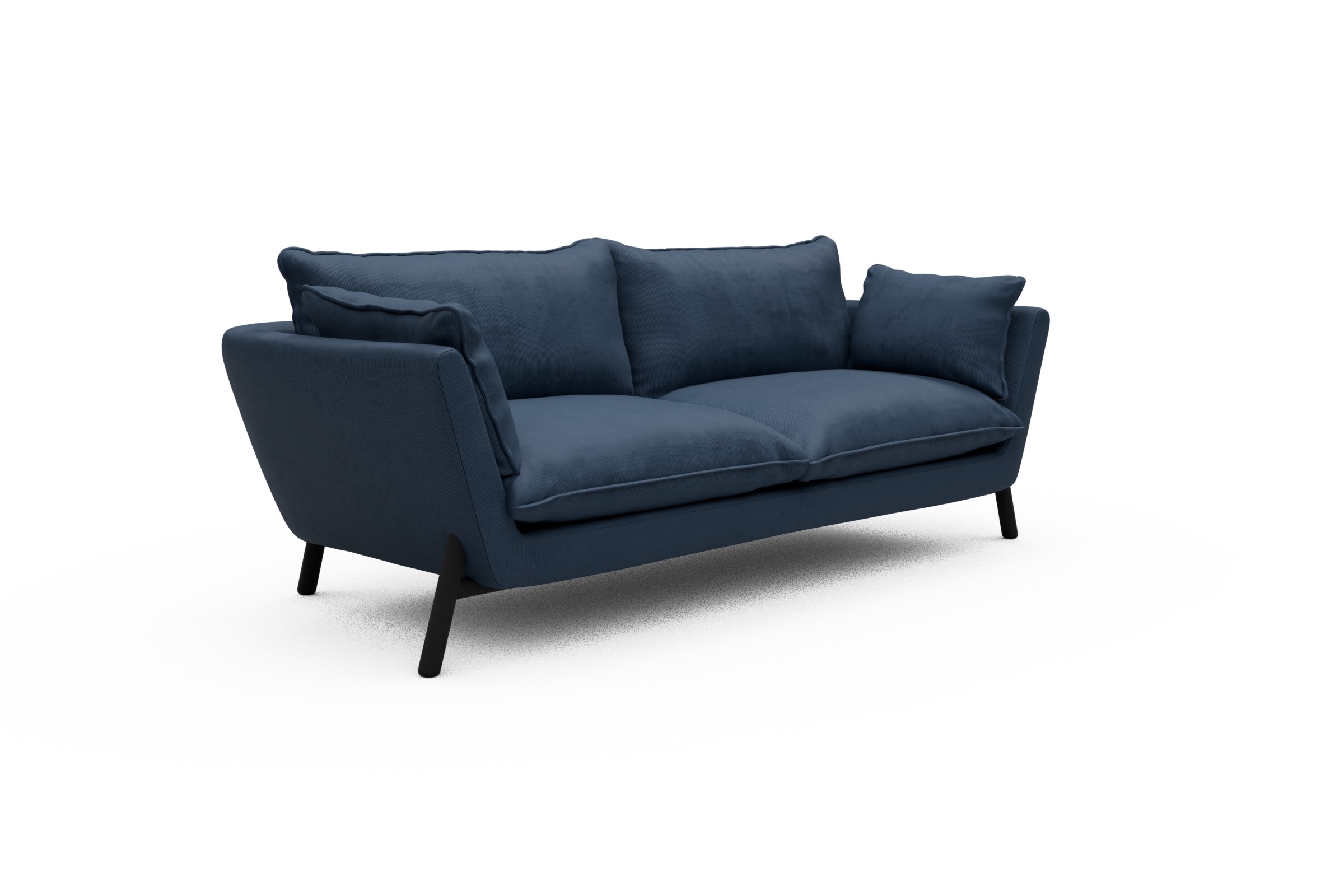 Sofa Emil PREMIUM 3-Sitzer Beinfarbe Eiche Schwarz Cordufine-Royal-Blue