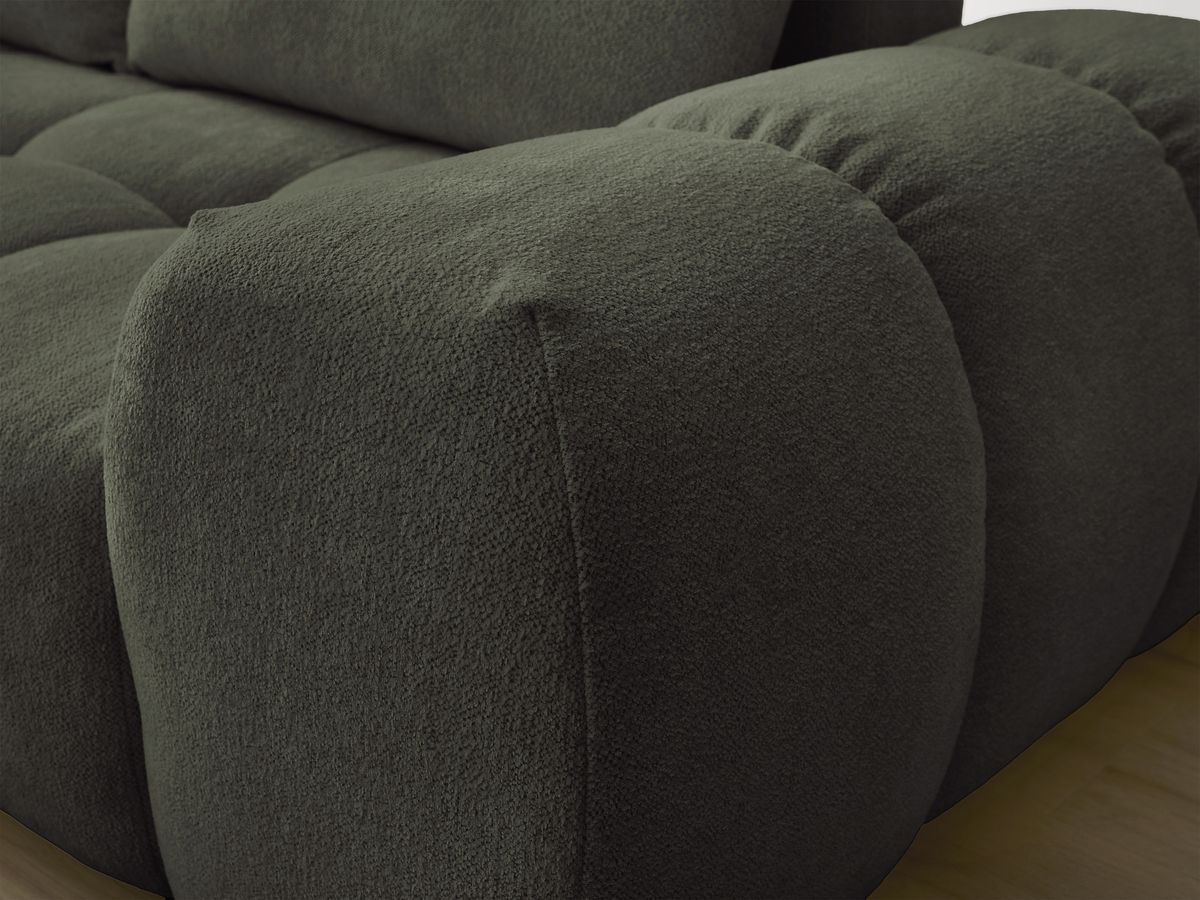 Bobochic Everest Ecksofa mit Schlaffunktion und Bettkasten 320 × 212 cm, 5 Kissen Melange-Stoff Grün Ecke links