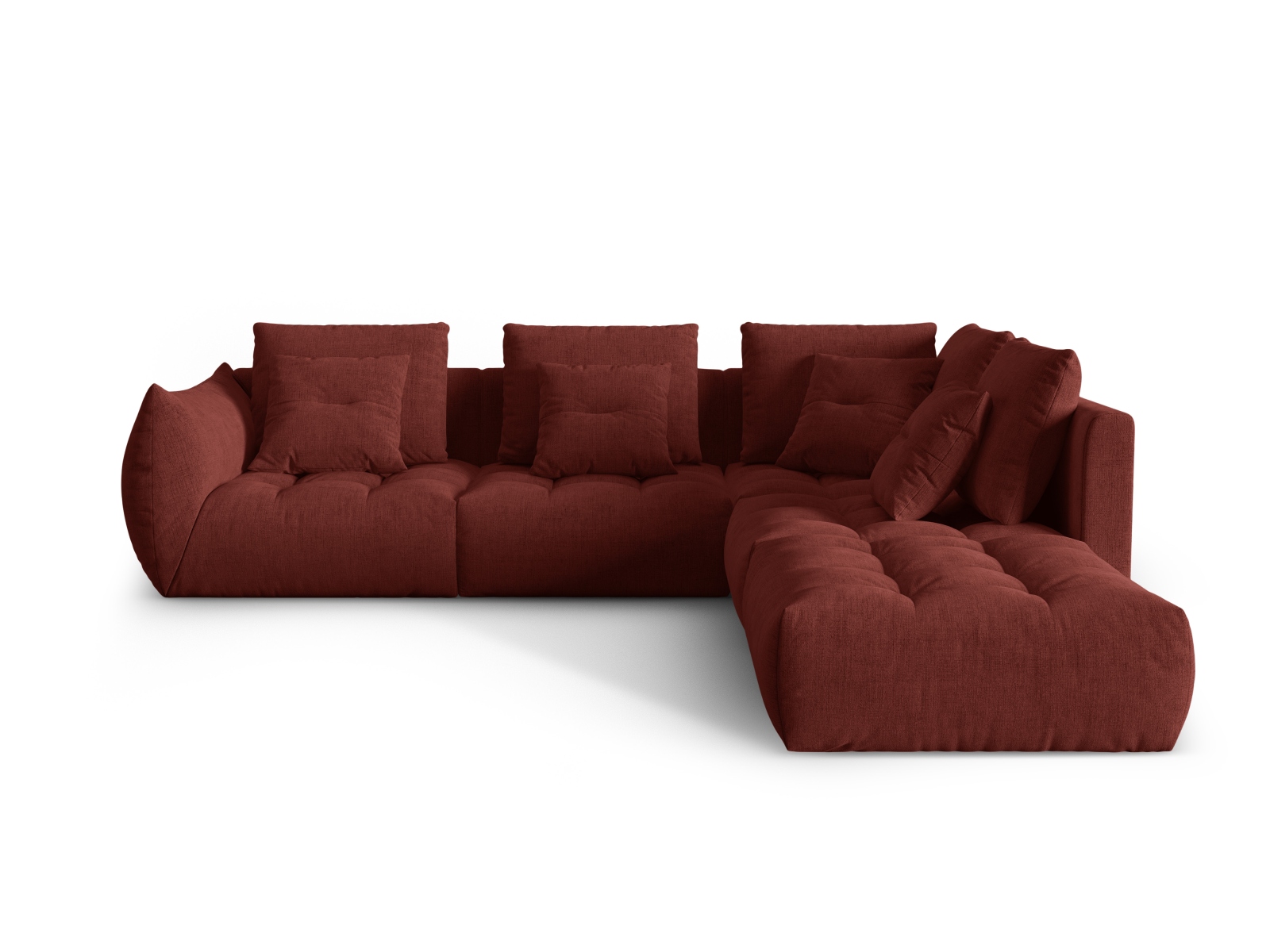 Micadoni Ecksofa Bloom 5-Sitzer Rechts Strukturierter Stoff Rot