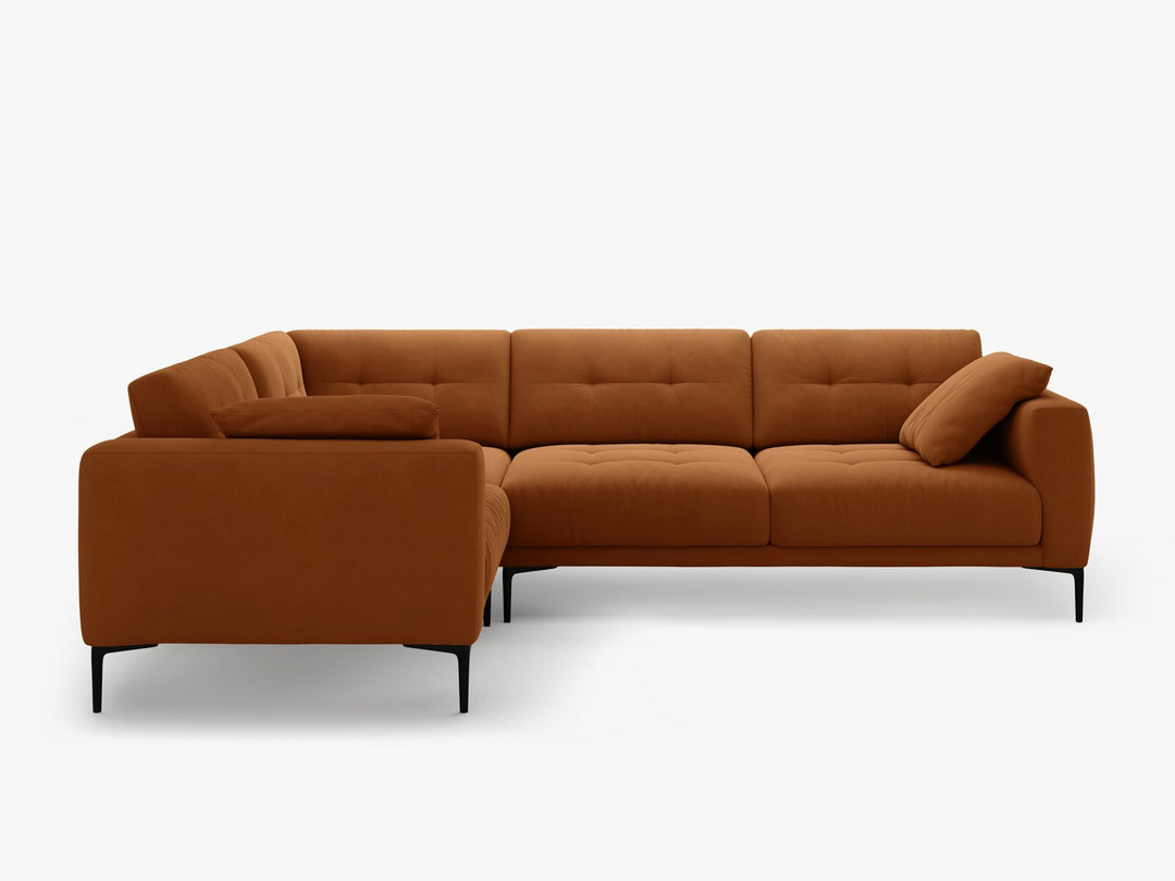 Micadoni Ecksofa Bemy 4-Sitzer Links Samt Terrakotta
