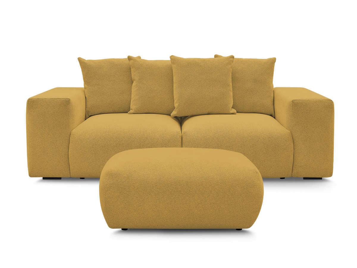 Bobochic Voltaire Sofa 4-Sitzer mit Pouf 248 × 100 cm Melange-Stoff Gelb