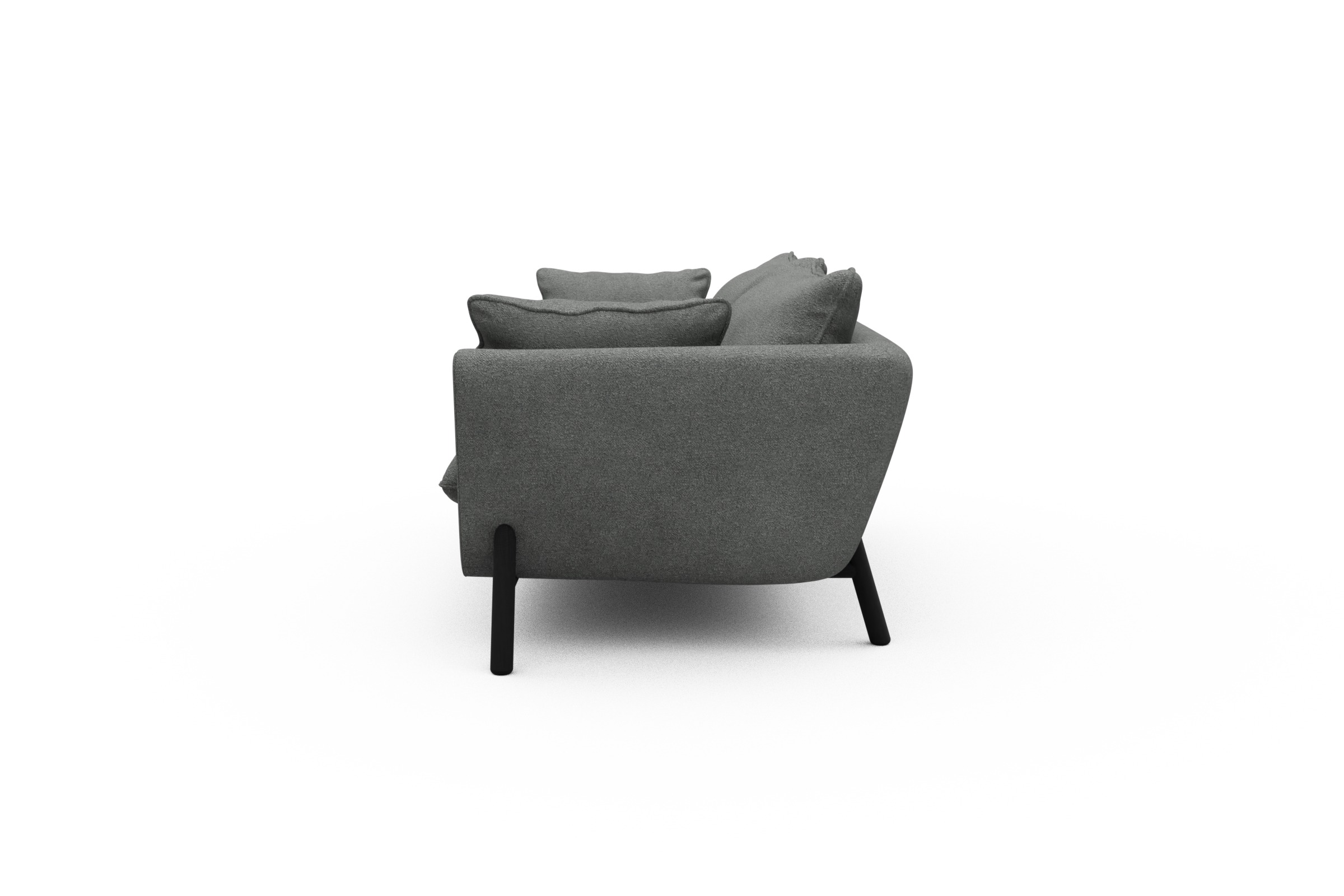 Sofa Emil PREMIUM 2-Sitzer Beinfarbe Eiche Schwarz Boucle-Ash-Grey