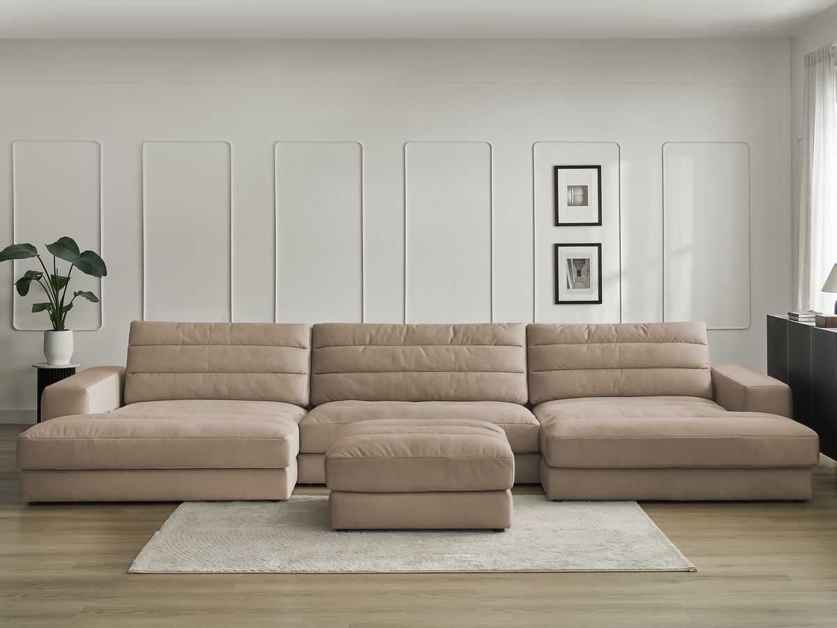 Bobochic Sierra Wohnlandschaft mit Pouf Samt Taupe