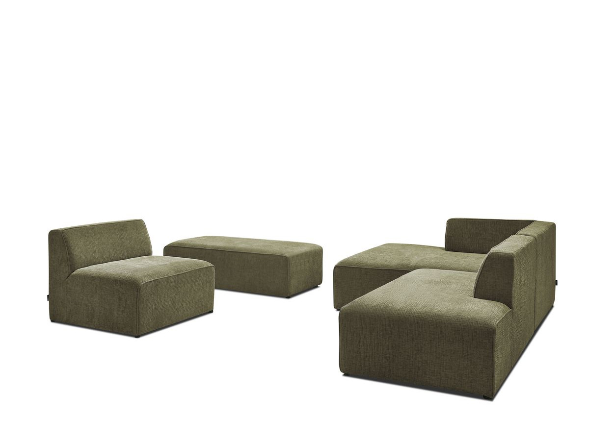 Bobochic Megeve Ecksofa mit Pouf Strukturstoff Grün Ecke links