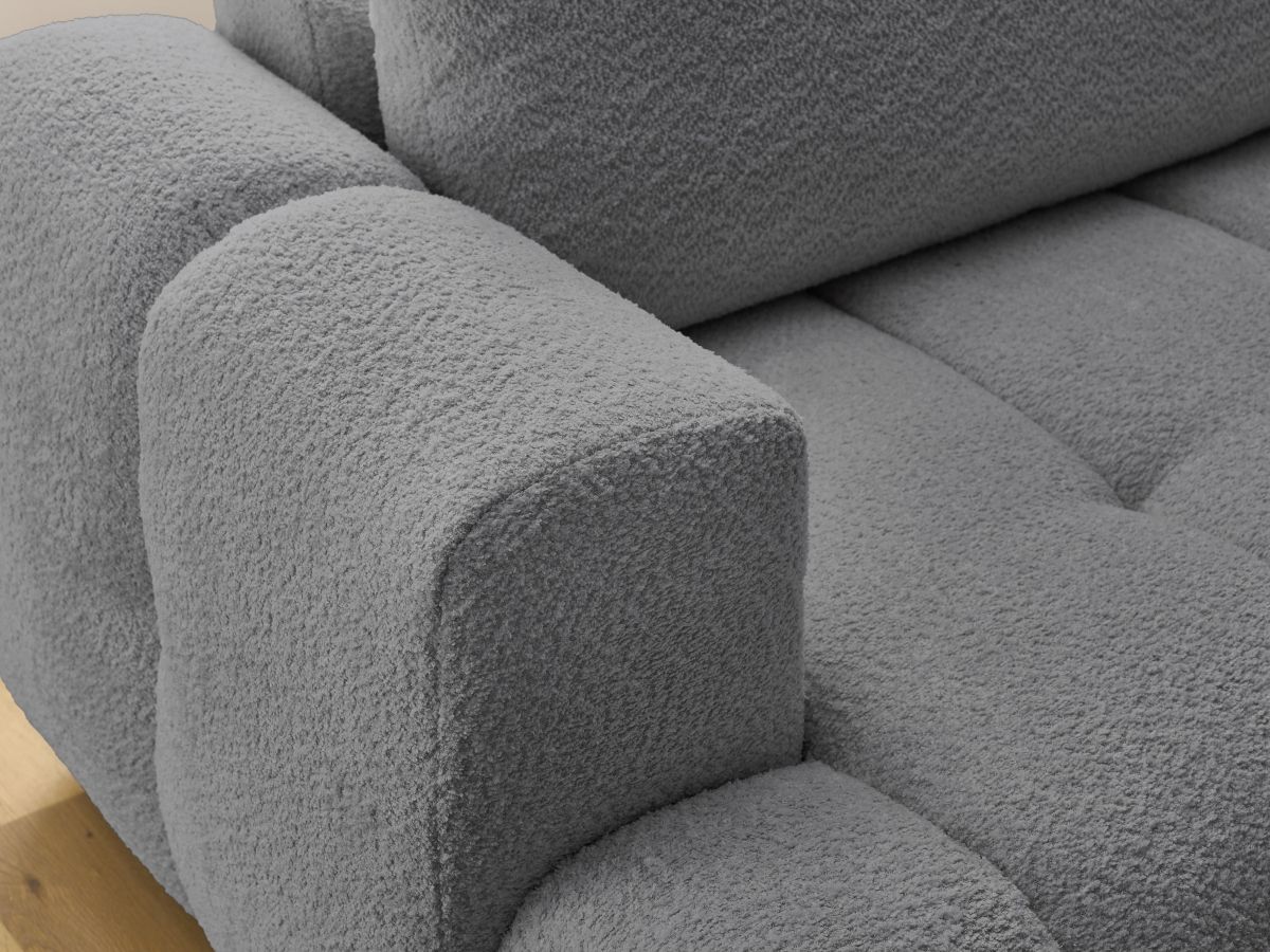 Bobochic Fuji Ecksofa mit Schlaffunktion und Bettkasten 282 × 204 cm Bouclé-Stoff Dunkelgrau Ecke rechts