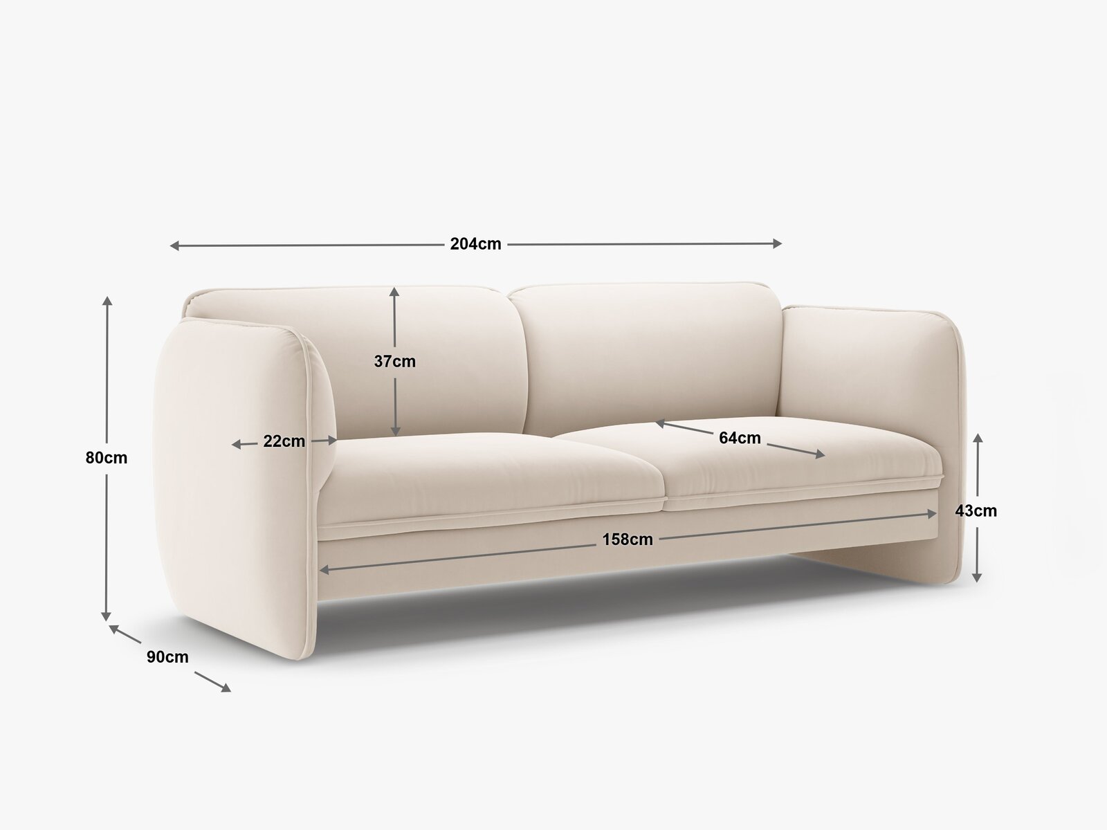 Micadoni Georgia Sofa 3-Sitzer Chenille SILENCIO Gedämpftes Blau