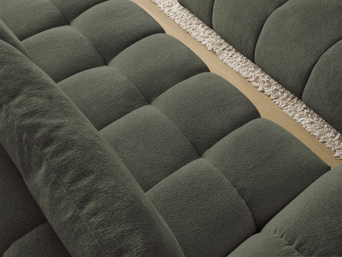 Bobochic Everest Sofa 3-Sitzer mit Pouf, 2 Kissen Melange-Stoff Grün