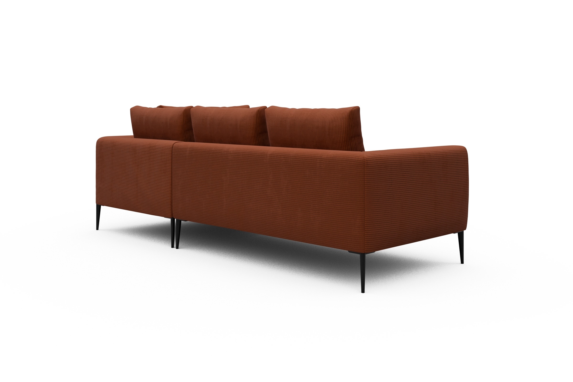 Ecksofa Paul Relax-Ecke rechts mit 2-Sitzer Corduroy-Burnt-Orange