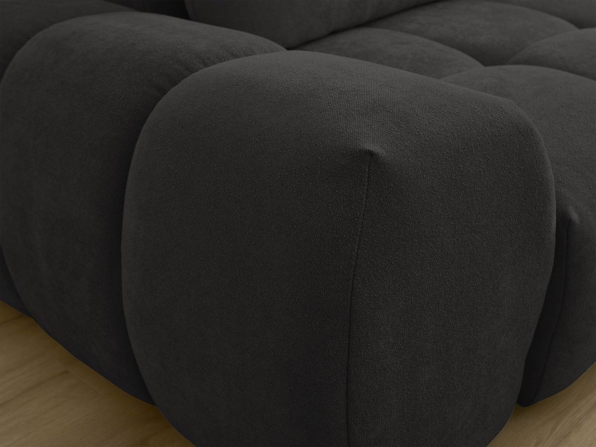 Bobochic Everest Schlafsofa 3-Sitzer mit Bettkasten, 2 Kissen Strukturstoff Schwarz