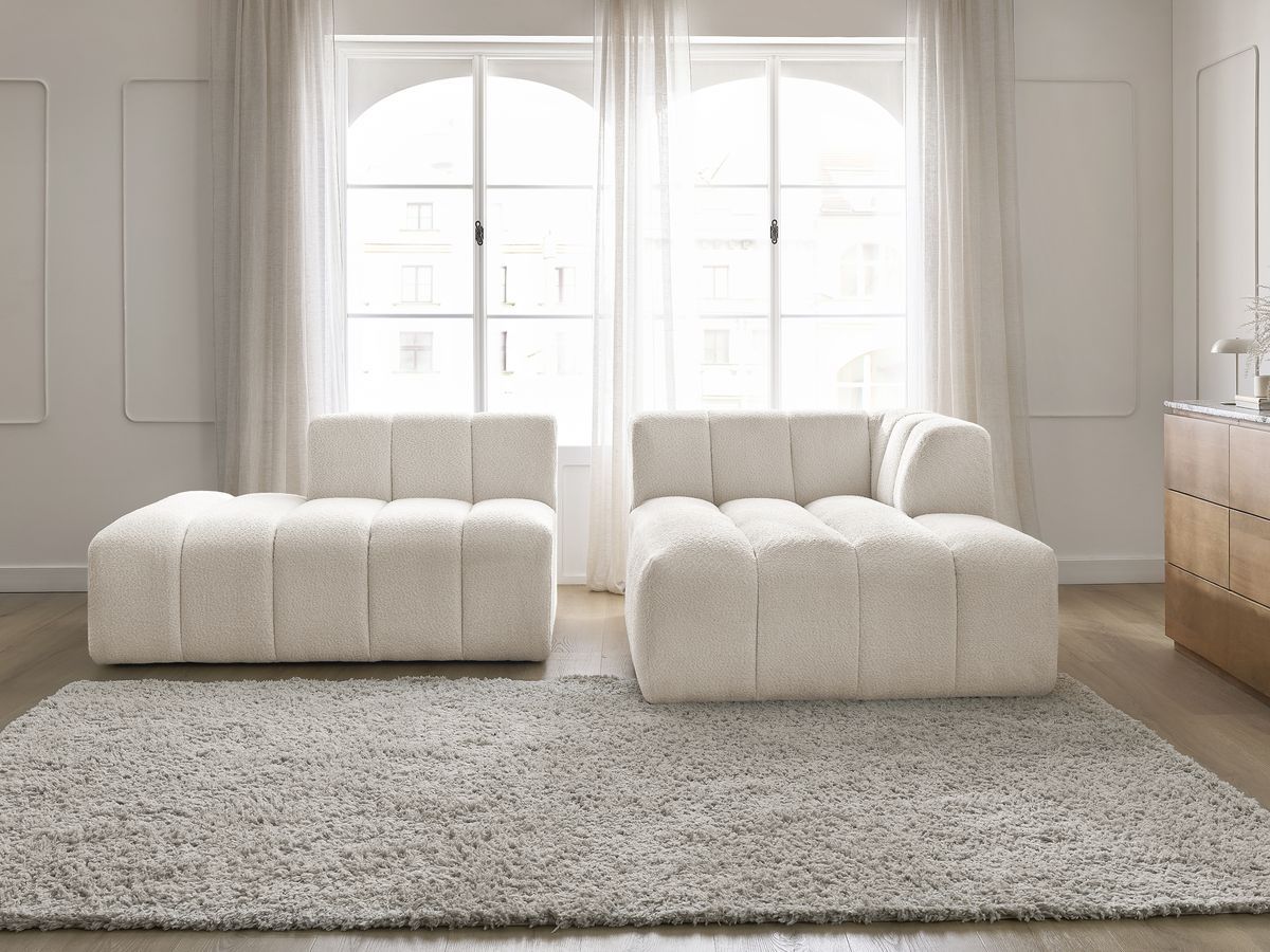 Bobochic Annecy Ecksofa Bouclé-Stoff Weiß Ecke rechts