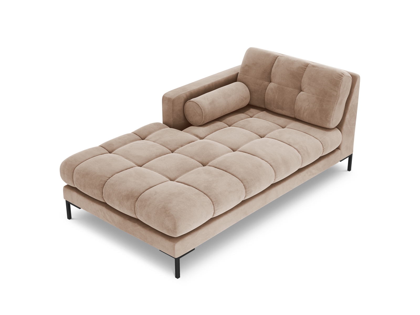 Cosmopolitan Design Chaiselongue Bali Samt Bluvel Beige Links Beine Schwarzes Metall