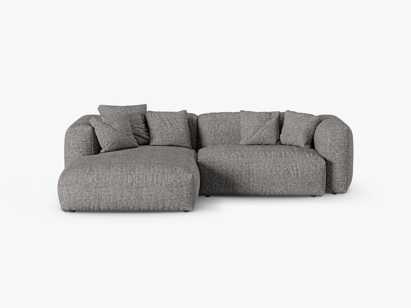 Micadoni Ecksofa Martina 2-Sitzer 90cm Sitztiefe Links Boucle Monet Graphit