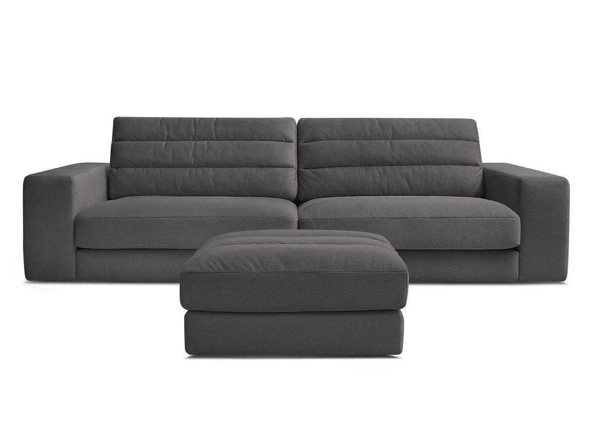 Bobochic Sierra Sofa 4-Sitzer mit Pouf Samt Schwarz