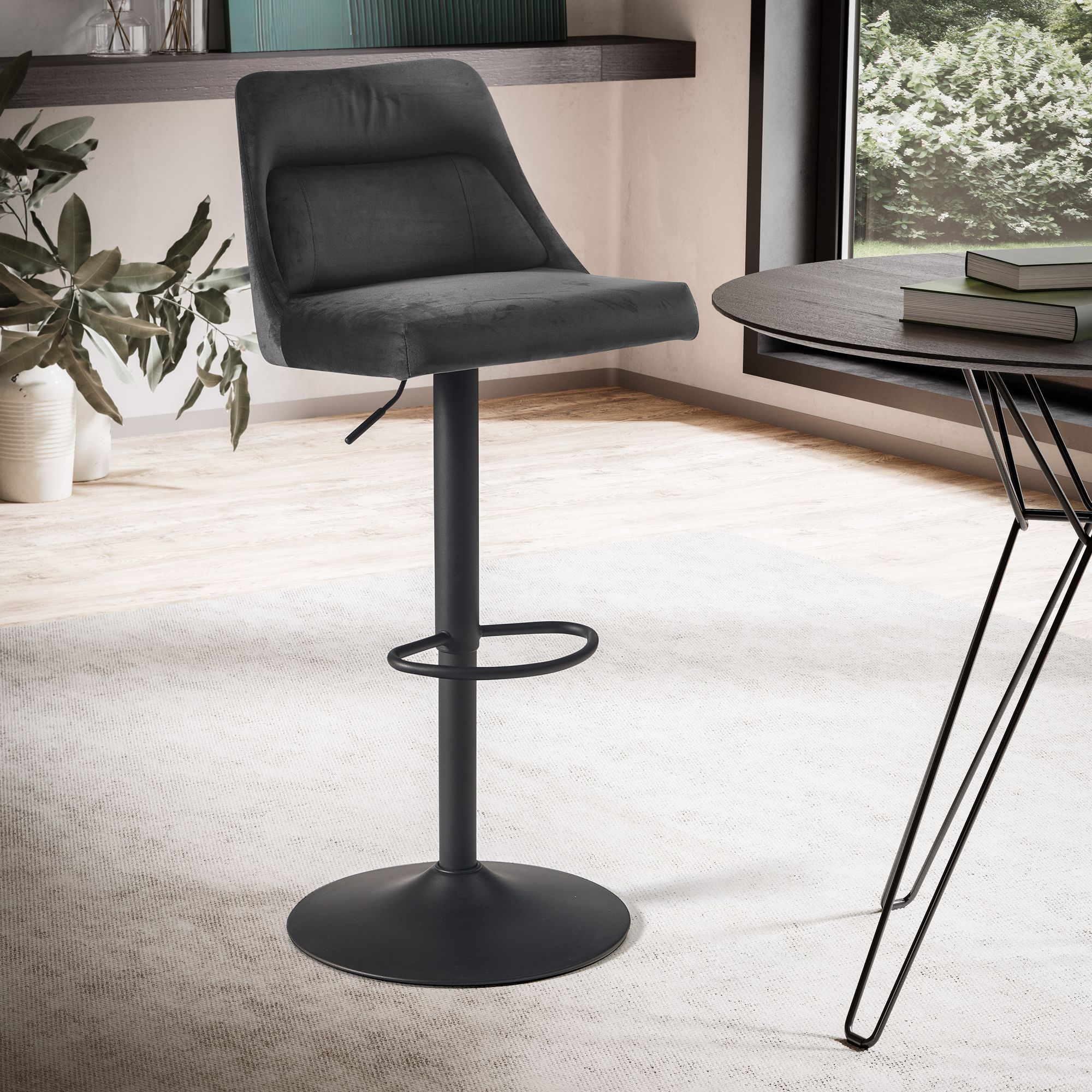 Barhocker Rypefjord Samt Grau Tiefe 51 cm