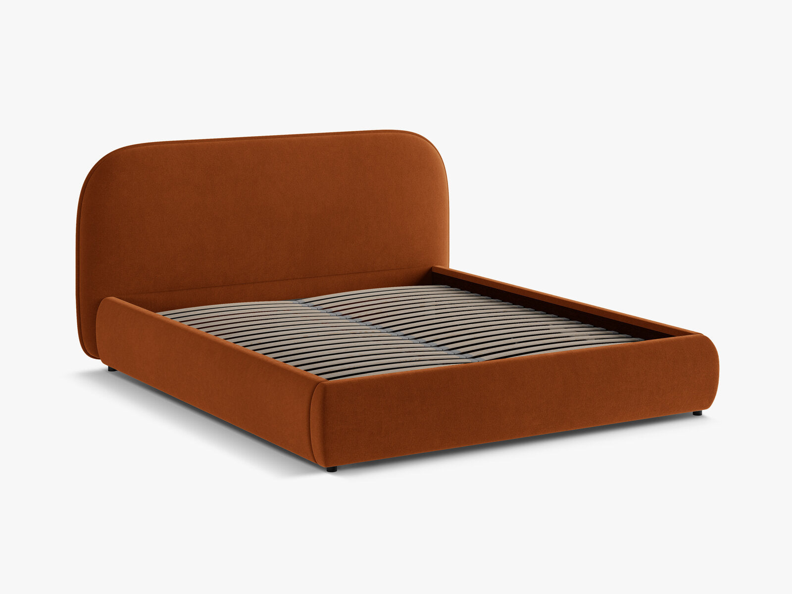 Micadoni Murada Bett mit Bettkasten und Kopfteil Samt Salvador Terrakotta 140x200