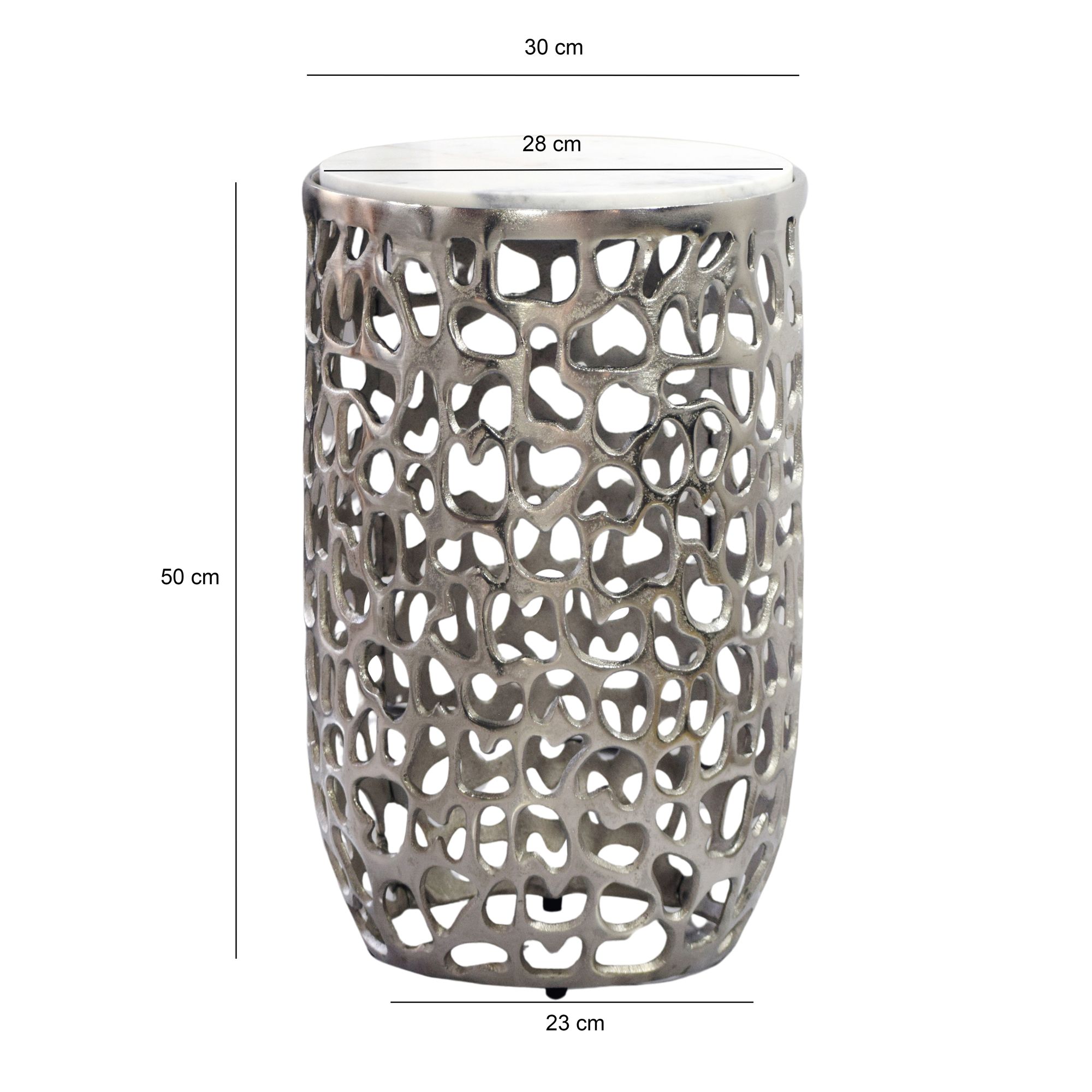 Beistelltisch Seljord Marmor Silber Ø 30 cm