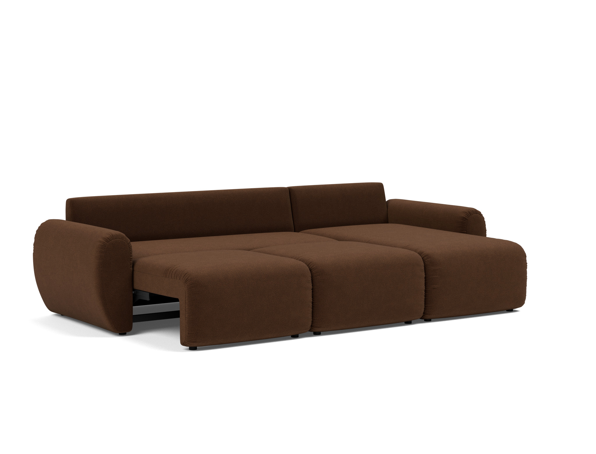Schlafsofa Norum mit Chaiselongue und Curve-Armlehnen Strukturierter Stoff Taura 359-Cappuccino
