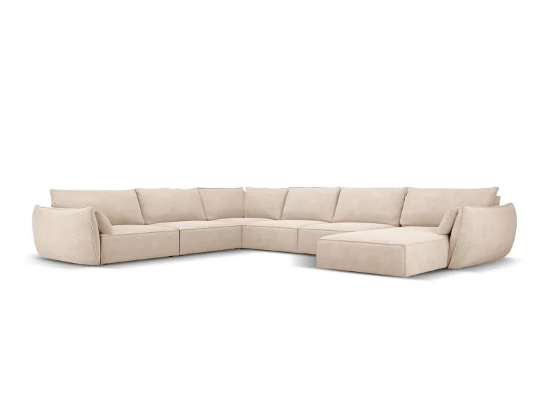 Micadoni Panorama-Ecksofa Kaelle 8-Sitzer in Beige