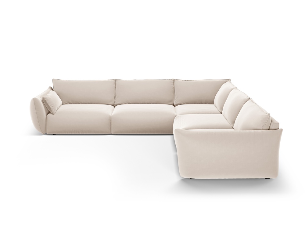 Cosmopolitan Design Symmetrisches Ecksofa Matera 7-Sitzer Samt Salvador Beige