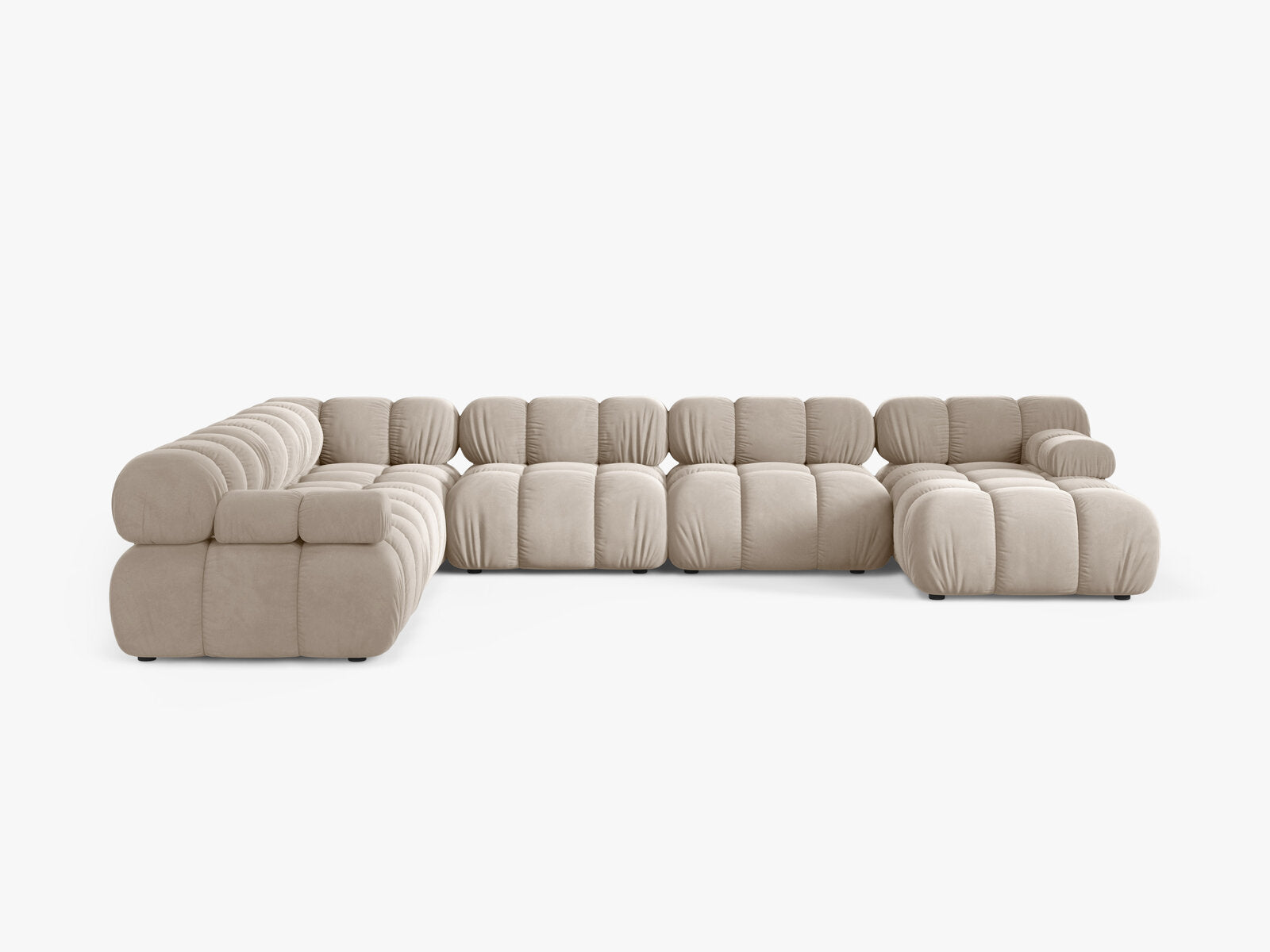 Micadoni Modulares Panorama Ecksofa Bellis 8-Sitzer Links Samt Bluvel Dunkelbeige