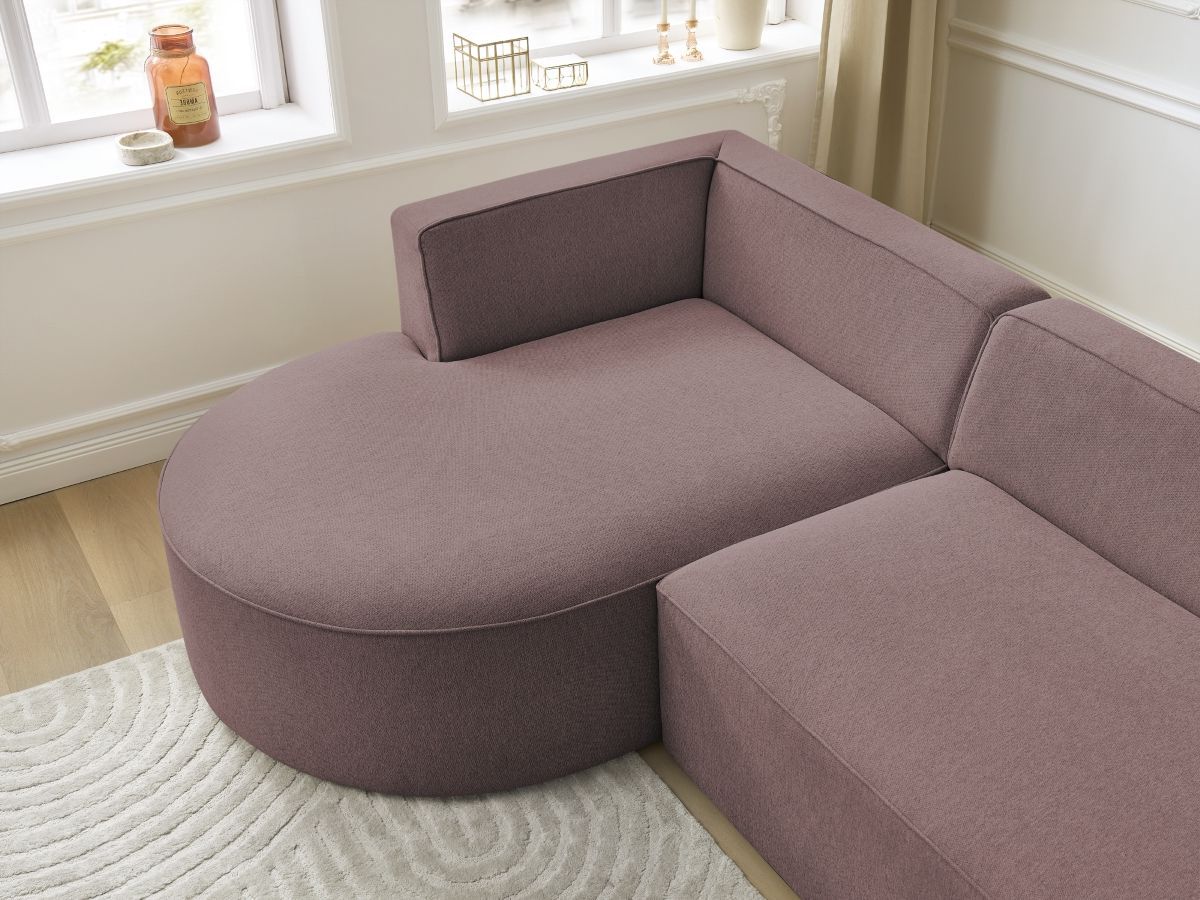 Bobochic Rousseau Ecksofa Melange-Stoff Rosa Ecke links