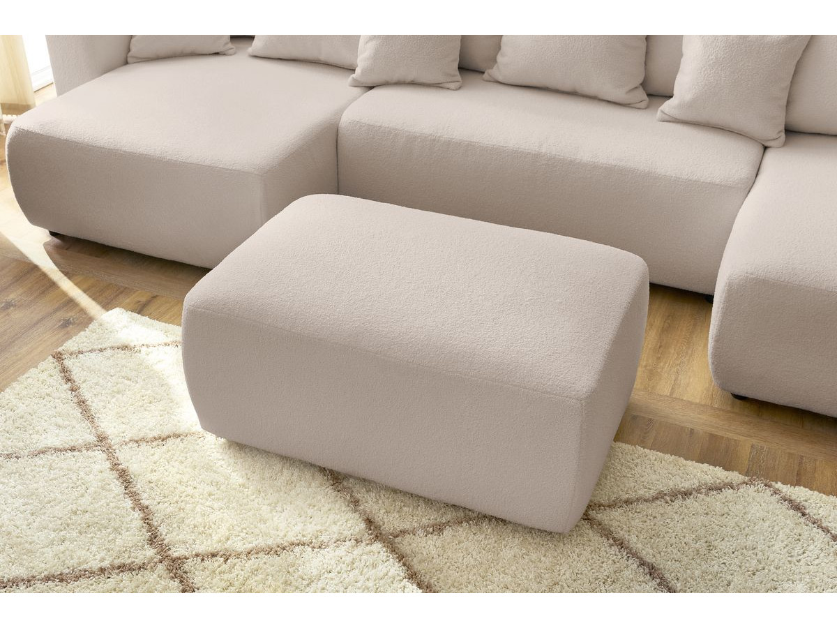Bobochic Envy Wohnlandschaft mit rechteckigem Pouf Bouclé-Stoff Beige