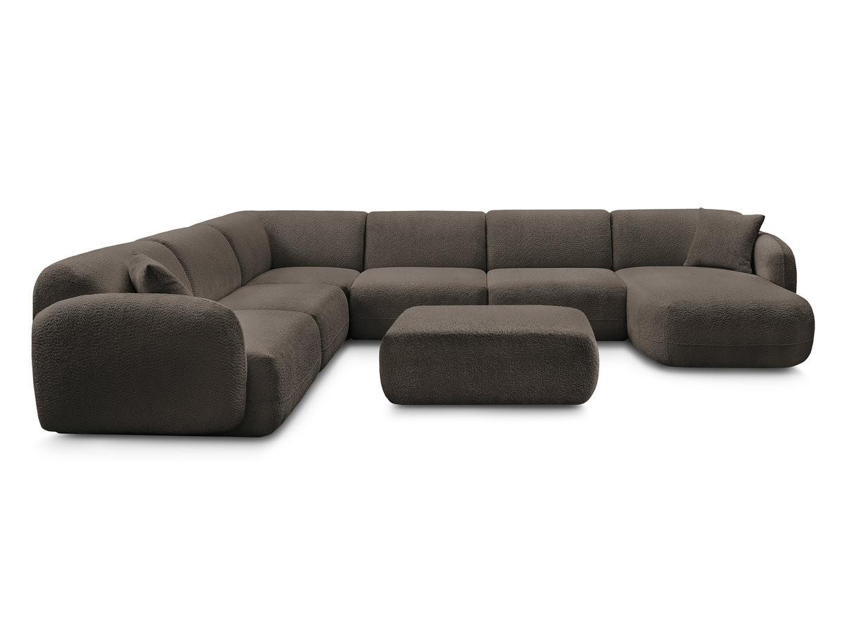 Bobochic Anda Wohnlandschaft mit Pouf 373 × 289 cm Chenille Braun Ecke links