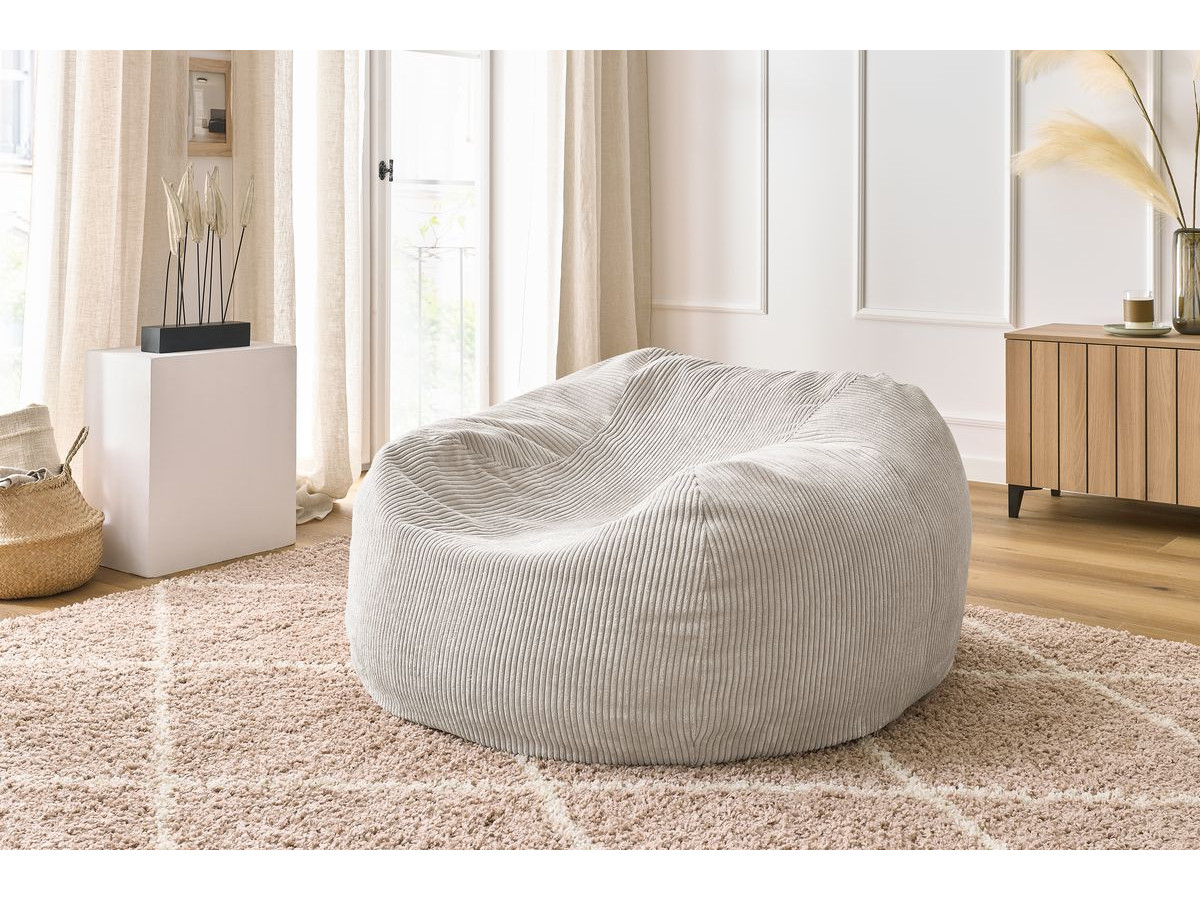 Bobochic Voltaire Pouf 120 × 70 cm Cordsamt Beige