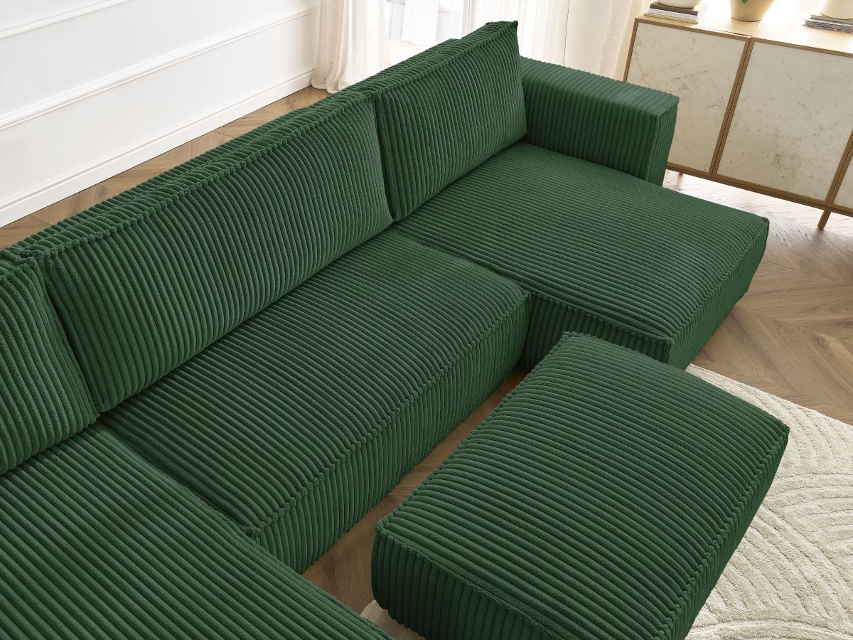Bobochic Chelsea Wohnlandschaft mit Pouf Breitcord weich Grün
