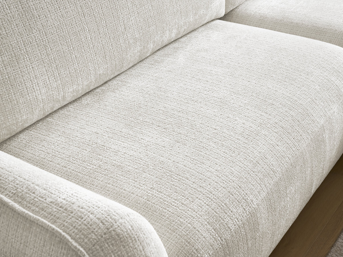 Bobochic Denise Ecksofa mit Schlaffunktion und Bettkasten 258 × 160 cm Strukturstoff Weiß Ecke rechts
