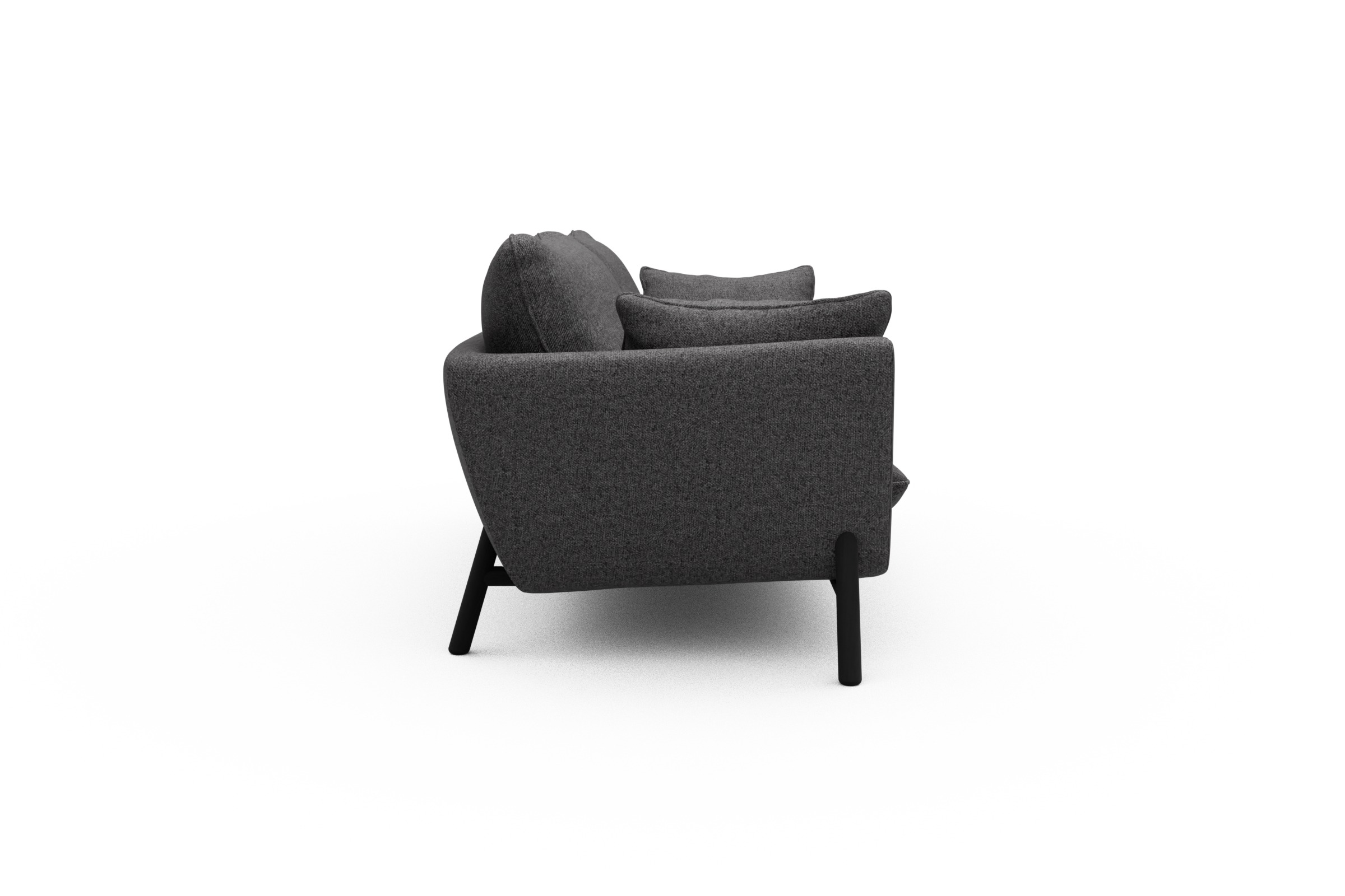 Sofa Emil 3-Sitzer Beinfarbe Eiche Schwarz Sama-Antracite