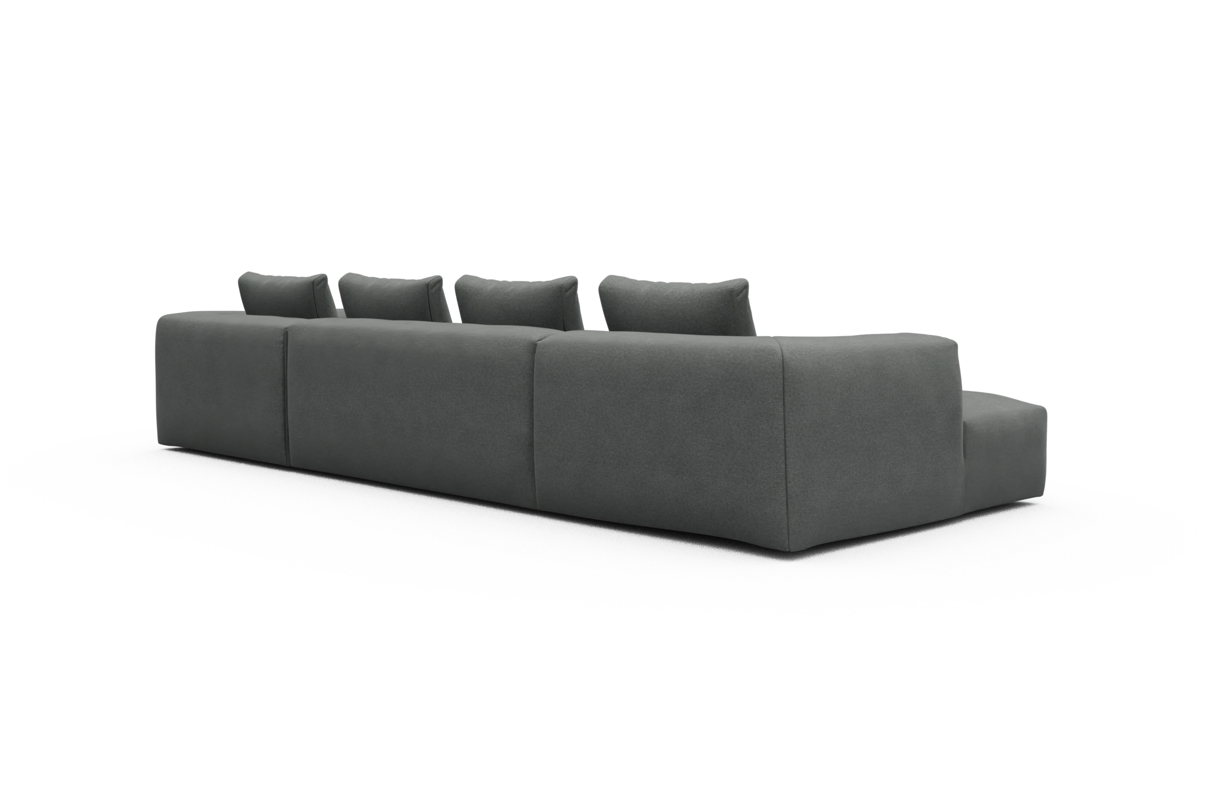 Wohnlandschaft Fred Relax-Ecke rechts mit 2-Sitzer und Chaiselongue links Satya-Steel
