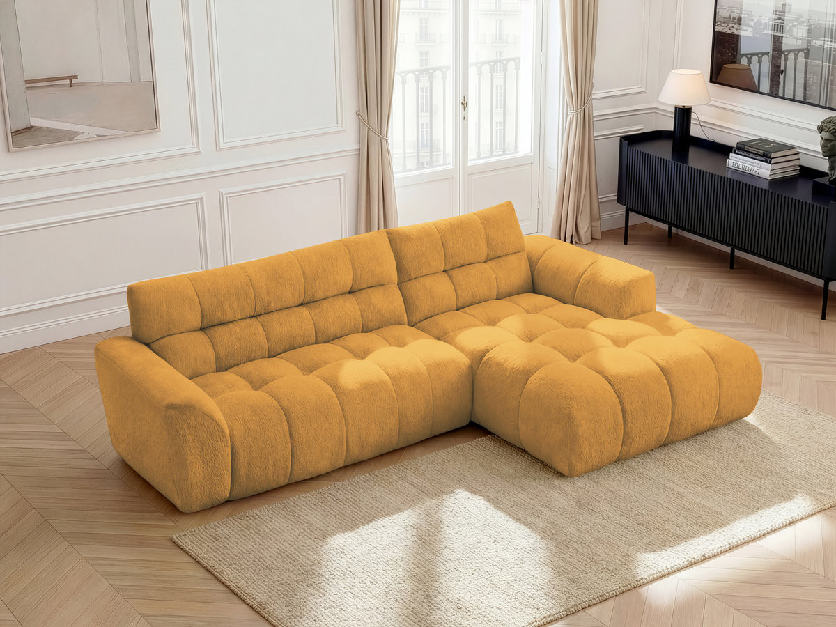Bobochic Jaya Ecksofa Chenille Gelb Ecke rechts
