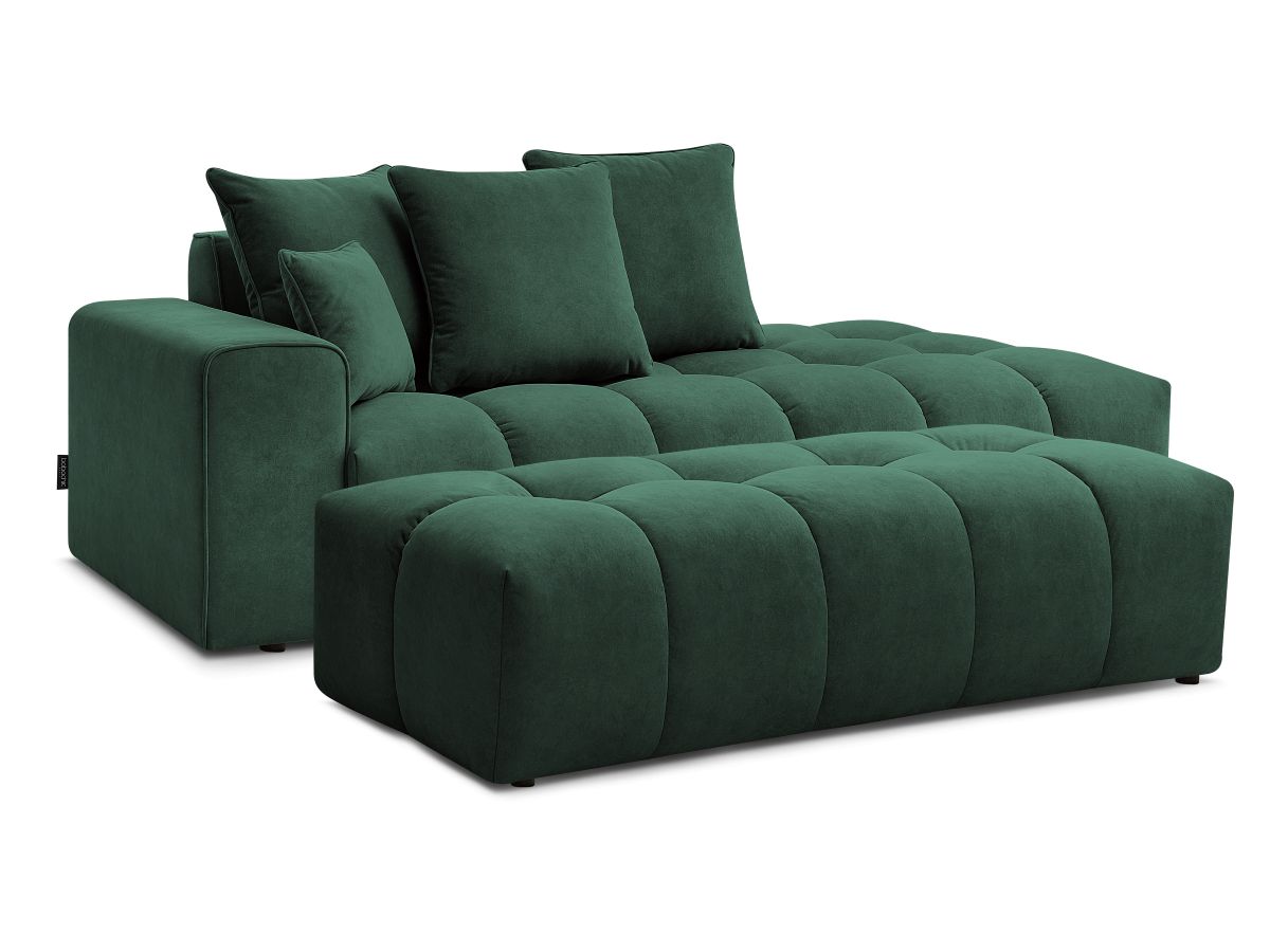 Bobochic Mont-blanc Sofa 5-Sitzer mit Pouf Samt Grün Armlehne links