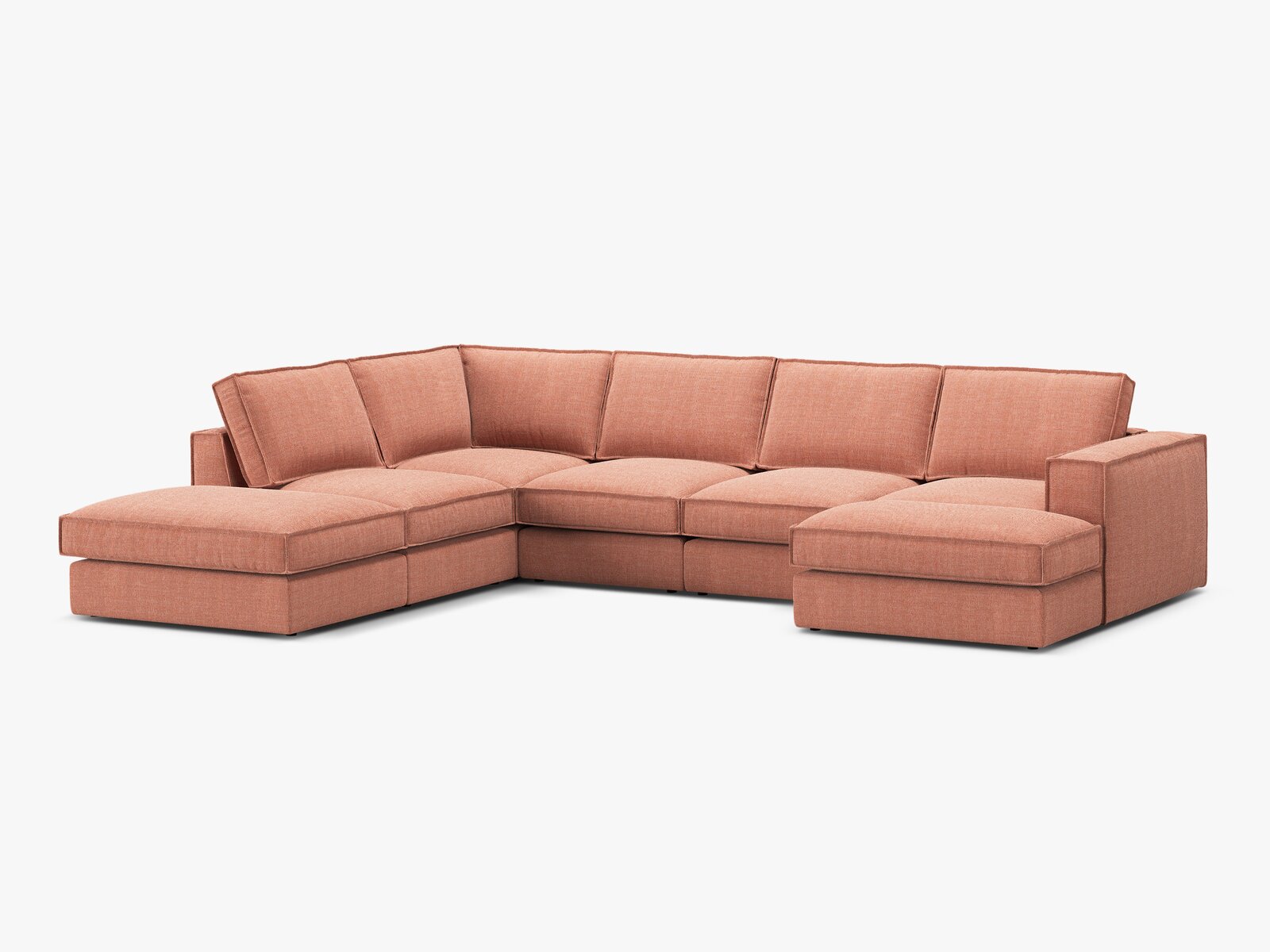 Micadoni modulares Panorama Ecksofa Pola 5-Sitzer Links Strukturierter Stoff Babel Rot