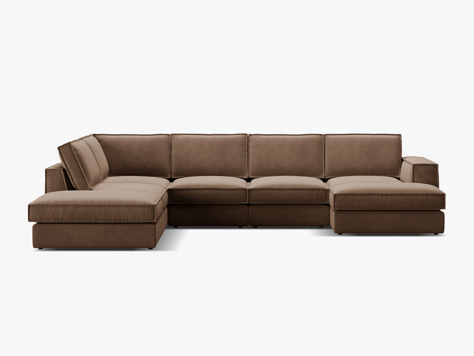Micadoni modulares Panorama Ecksofa Pola 5-Sitzer Links Samt Salvador Schokolade