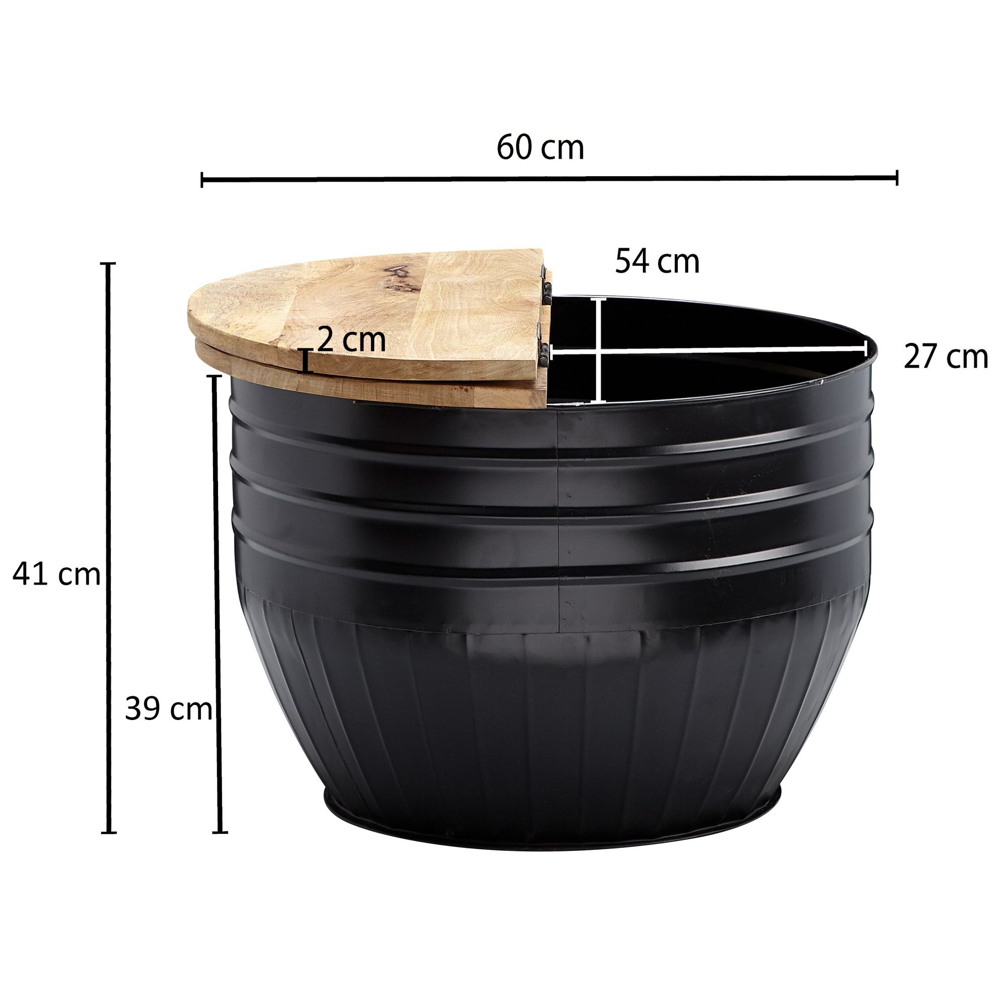 Couchtisch Gaupne Mango Massivholz Schwarz Höhe 41 cm