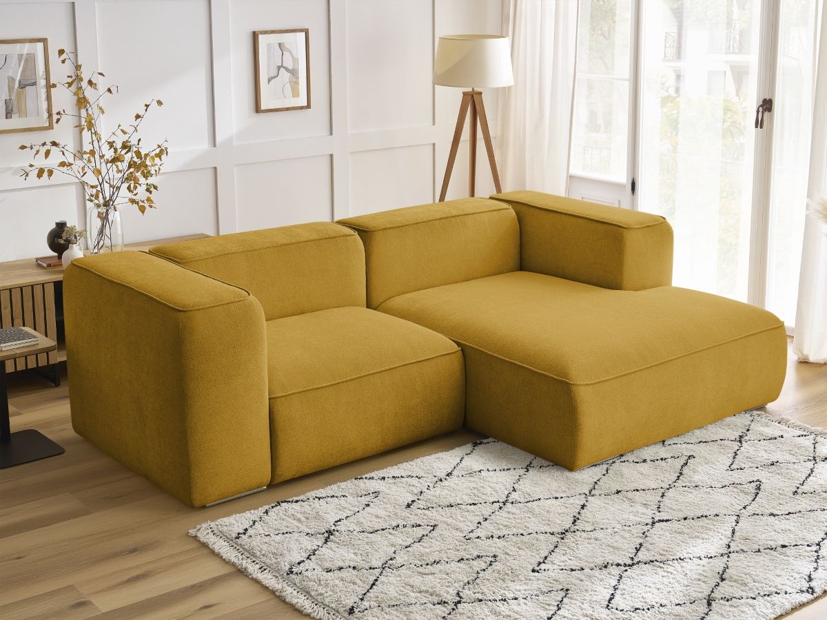 Bobochic Zephyr Ecksofa 260 × 165 cm Strukturstoff Gelb Ecke rechts
