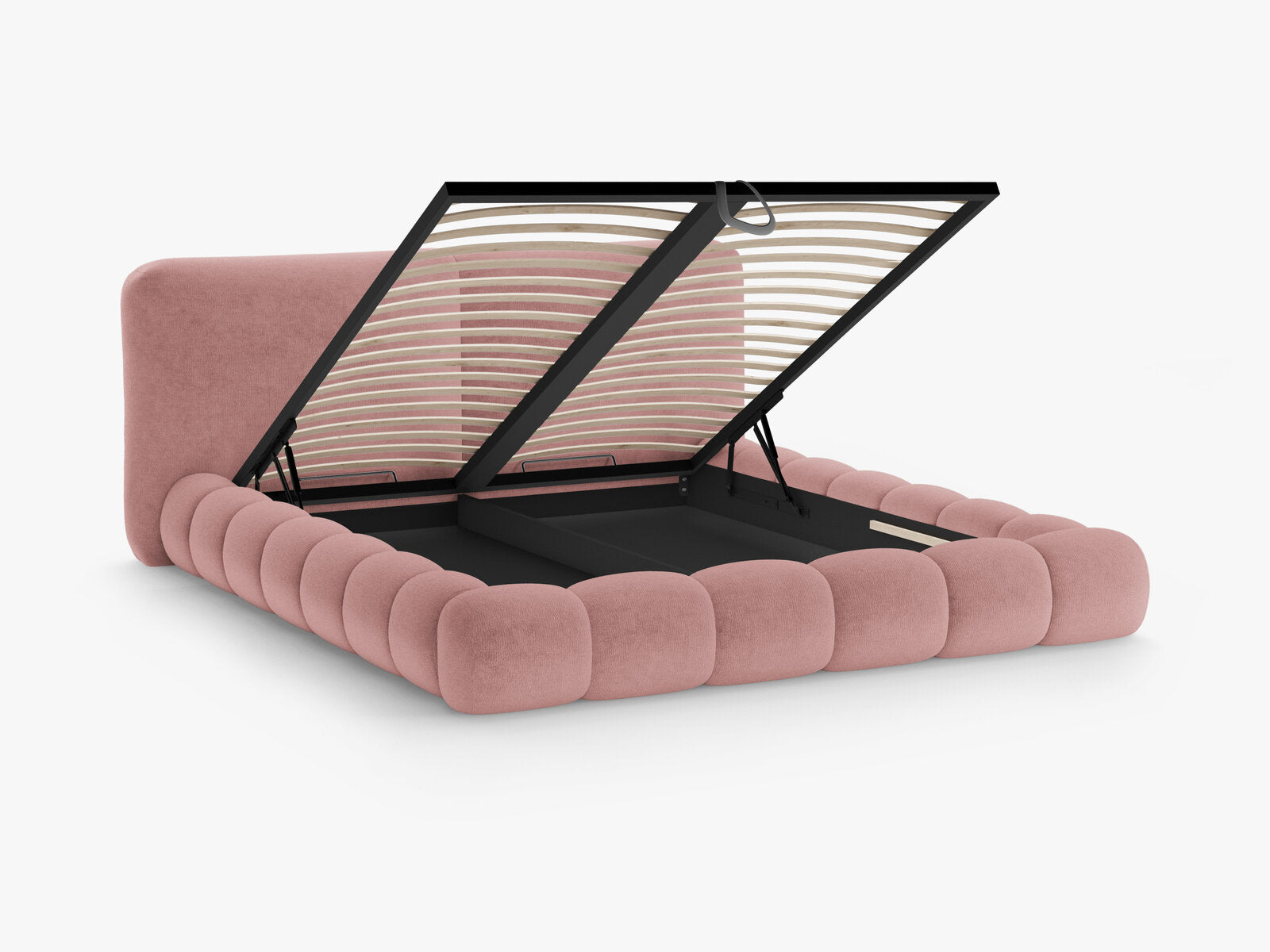 Micadoni Stauraumbett mit Kopfteil Solange Chenille Perfect Harmony Rosa 160x200