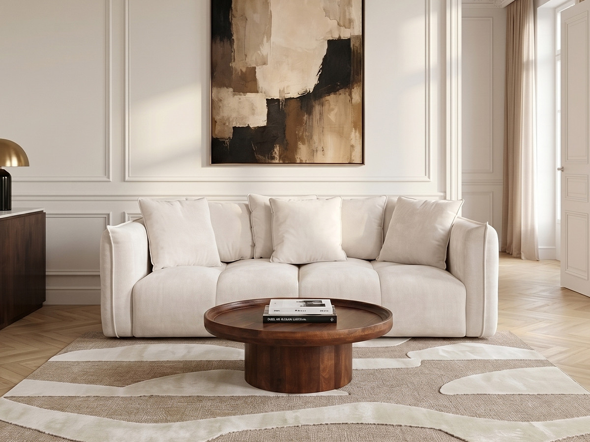 Bobochic Harlem Sofa 3-Sitzer Stoff Beige