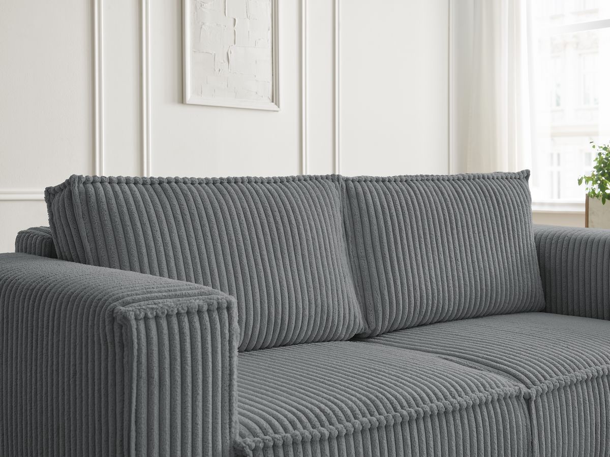 Bobochic Chelsea Sofa 2-Sitzer Breitcord weich Dunkelgrau