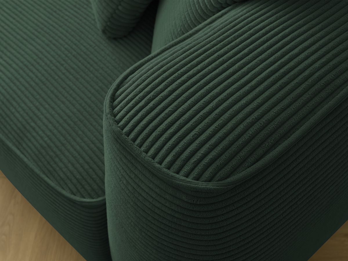 Bobochic Leopold Sofa 3-Sitzer Cordsamt Dunkelgrün Armlehne rechts