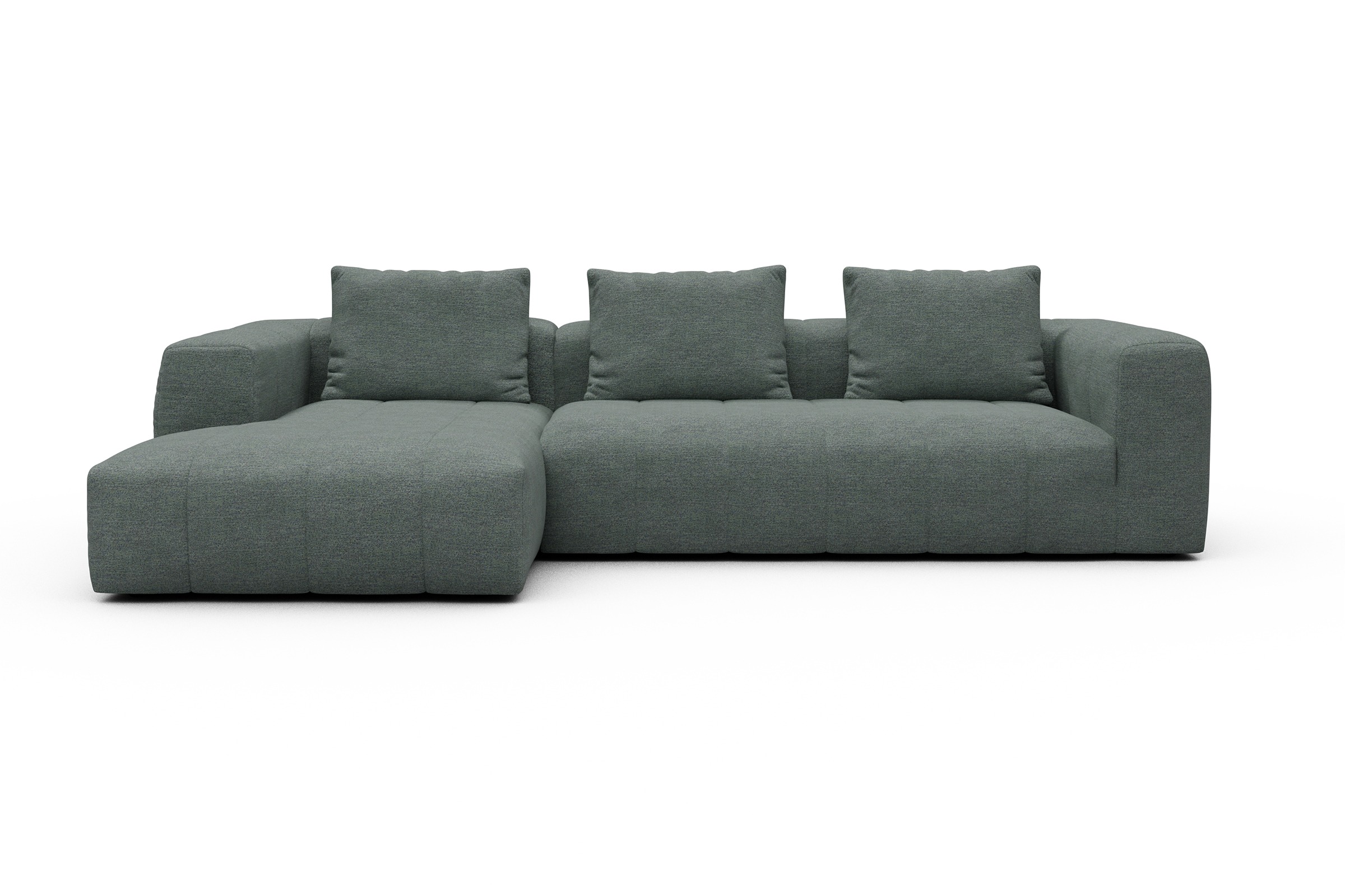 Ecksofa Hugo 2,5-Sitzer Armlehne rechts mit Chaiselongue Carreno-Ice-Blue