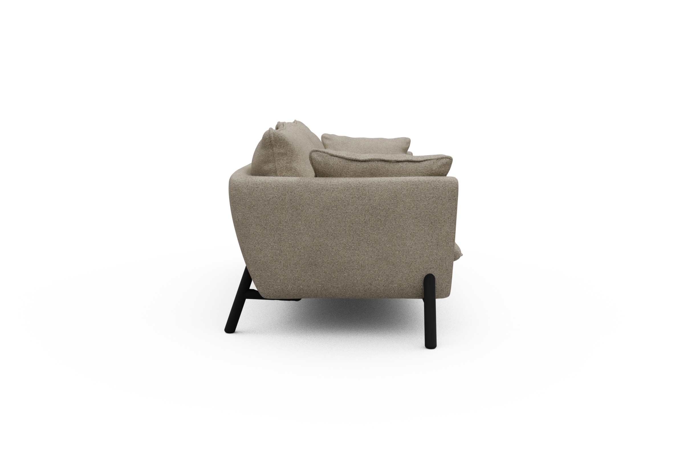 Sofa Emil PREMIUM 3-Sitzer Beinfarbe Eiche Schwarz Boucle-Beige