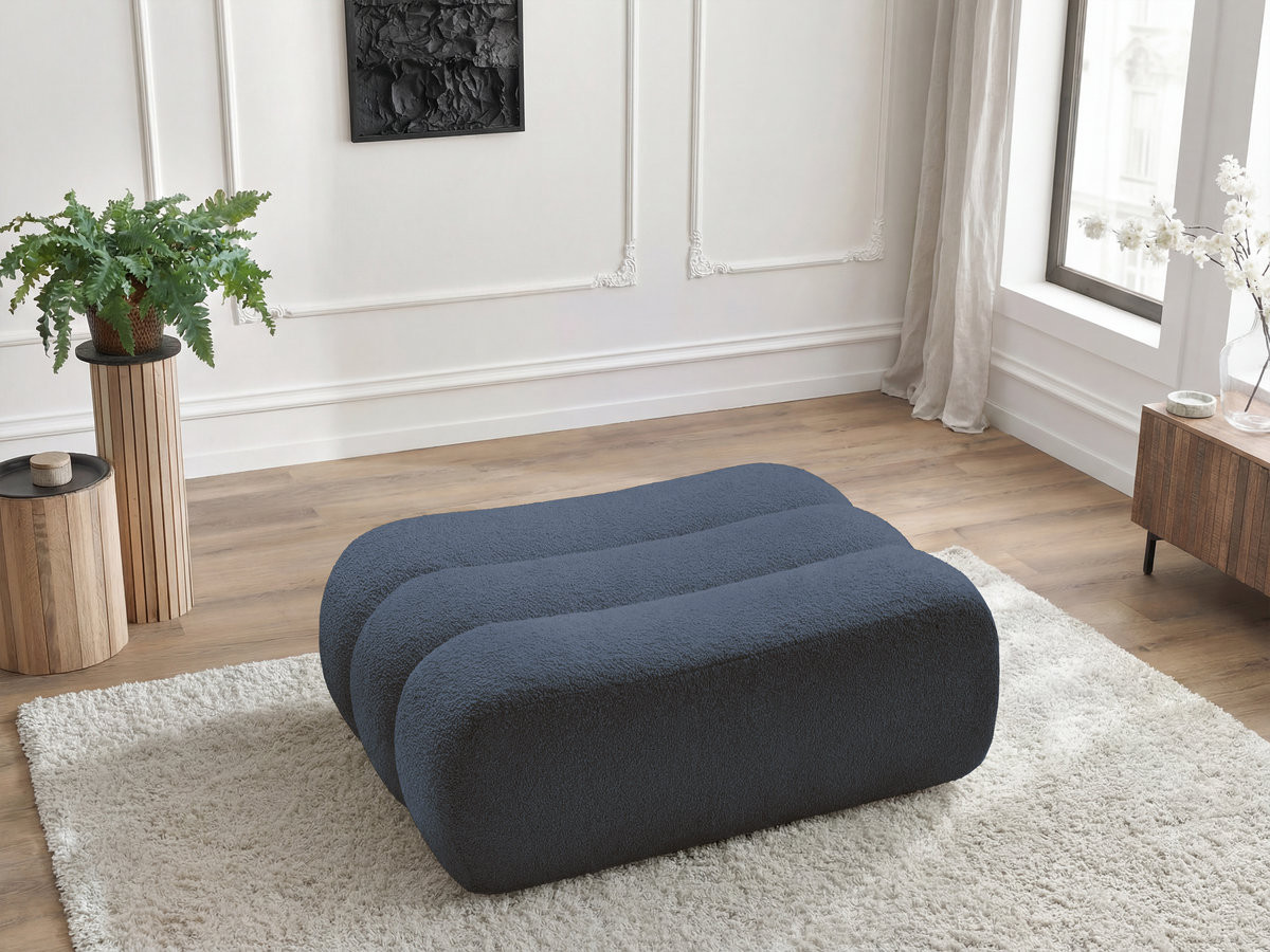 Bobochic Azra Pouf Bouclé-Stoff Dunkelblau